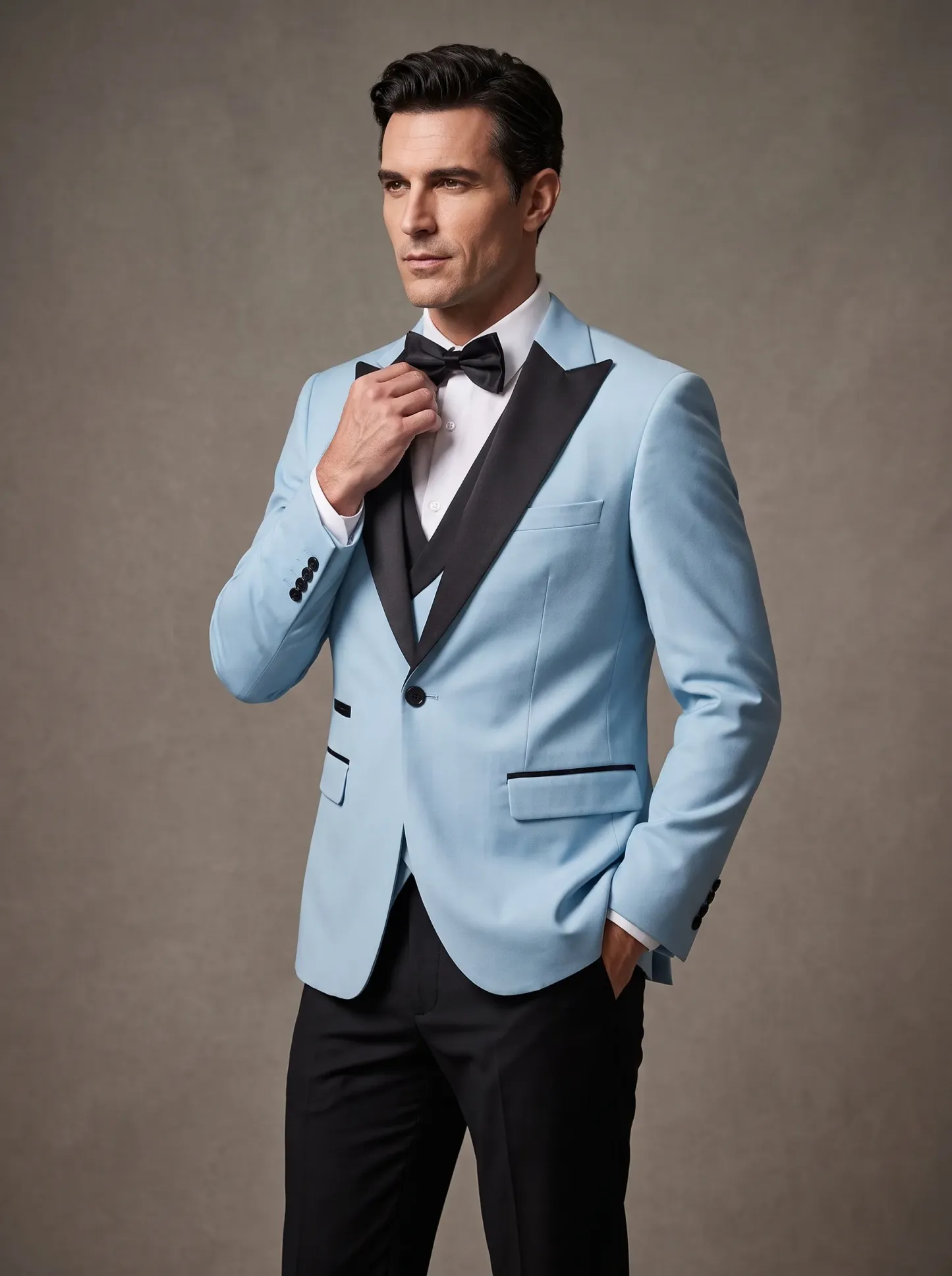 Men's Black & Grey 3-Piece Peak Lapel Suit | One-Button Formal Tuxedo