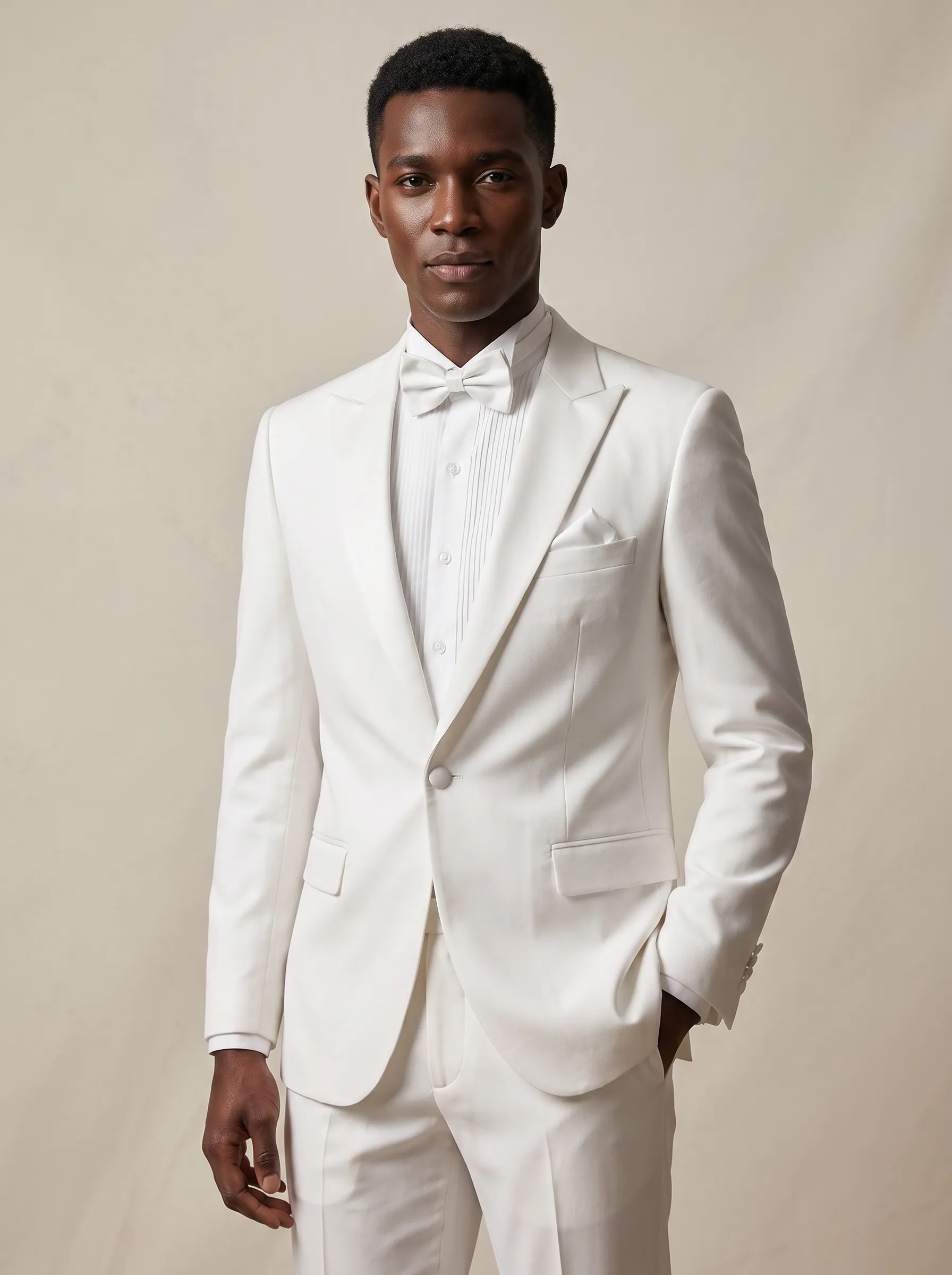 2-Piece Black One-Button Peak Lapel Men's Suit | Slim Fit Prom Tuxedo