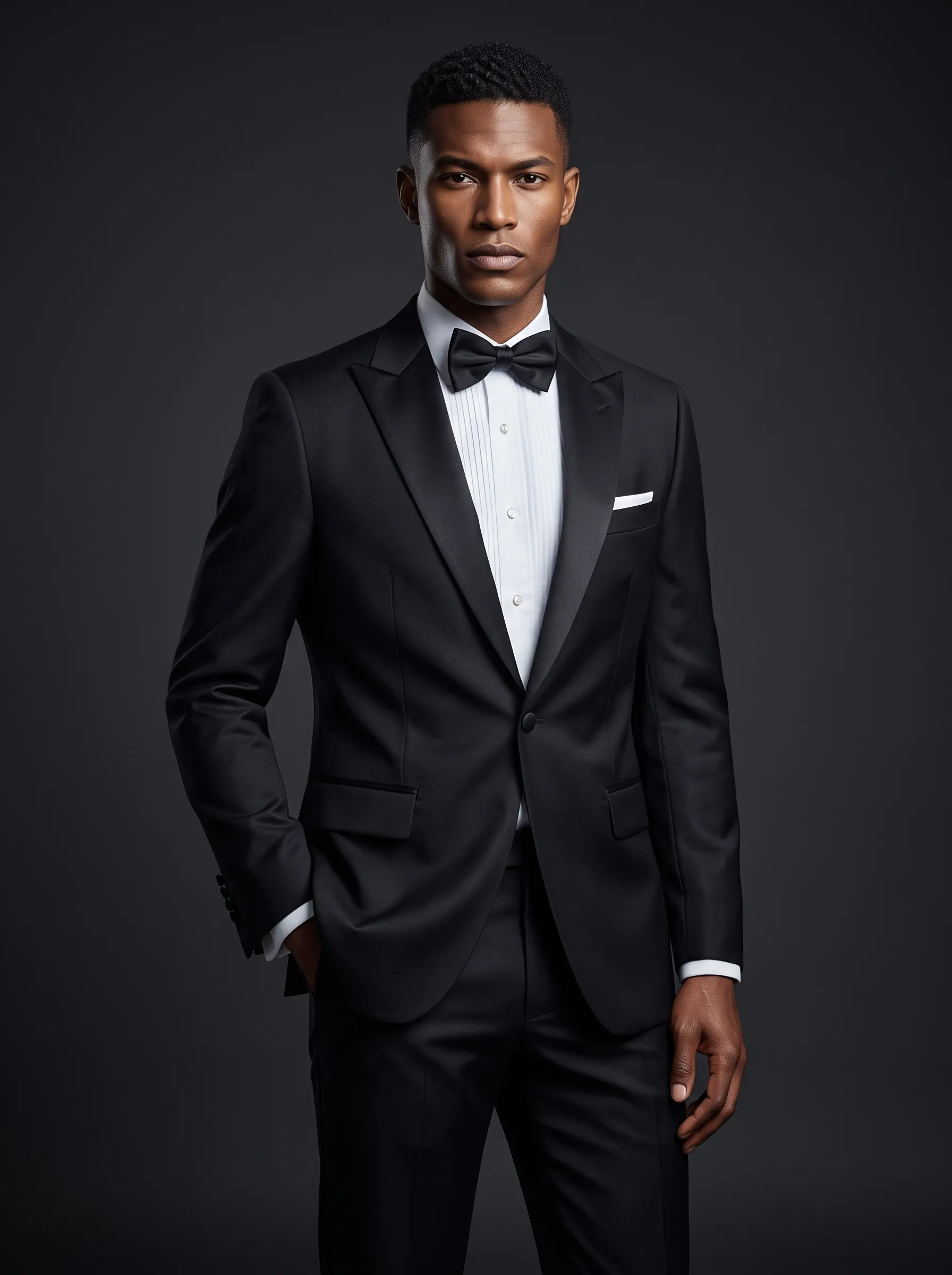 2-Piece Black One-Button Peak Lapel Men's Suit | Slim Fit Prom Tuxedo