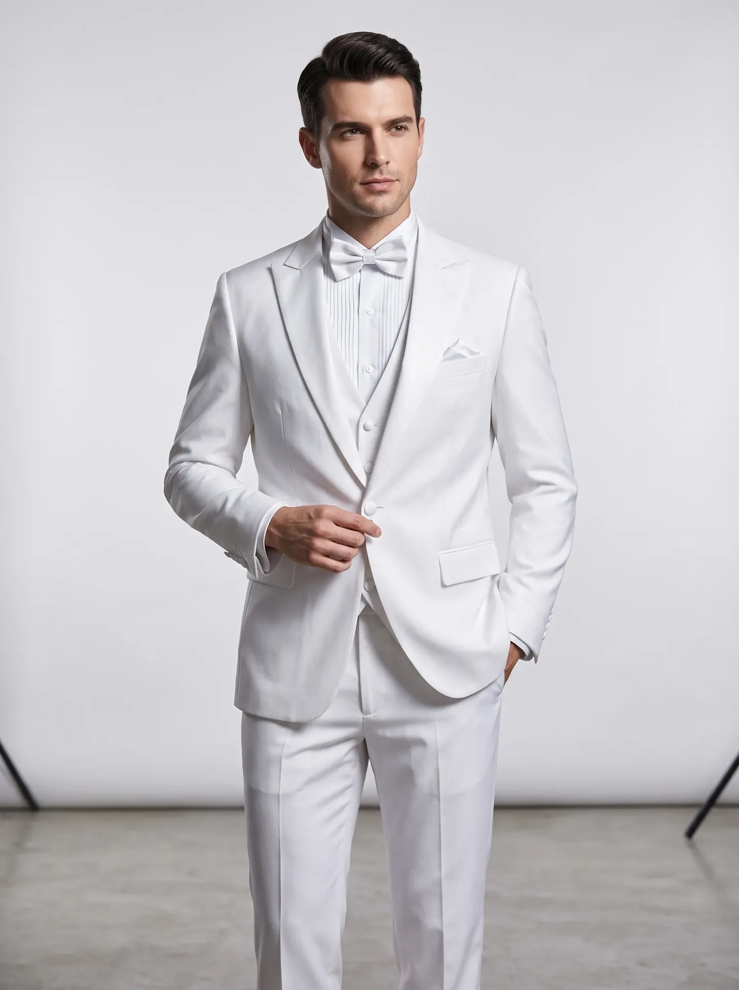 2-Piece Black One-Button Peak Lapel Men's Suit | Slim Fit Prom Tuxedo