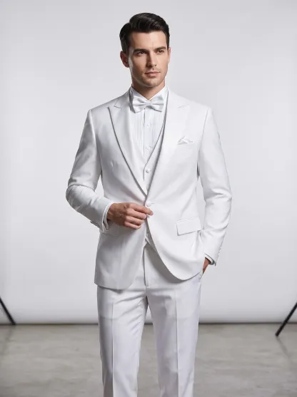 2-Piece Black One-Button Peak Lapel Men's Suit | Slim Fit Prom Tuxedo
