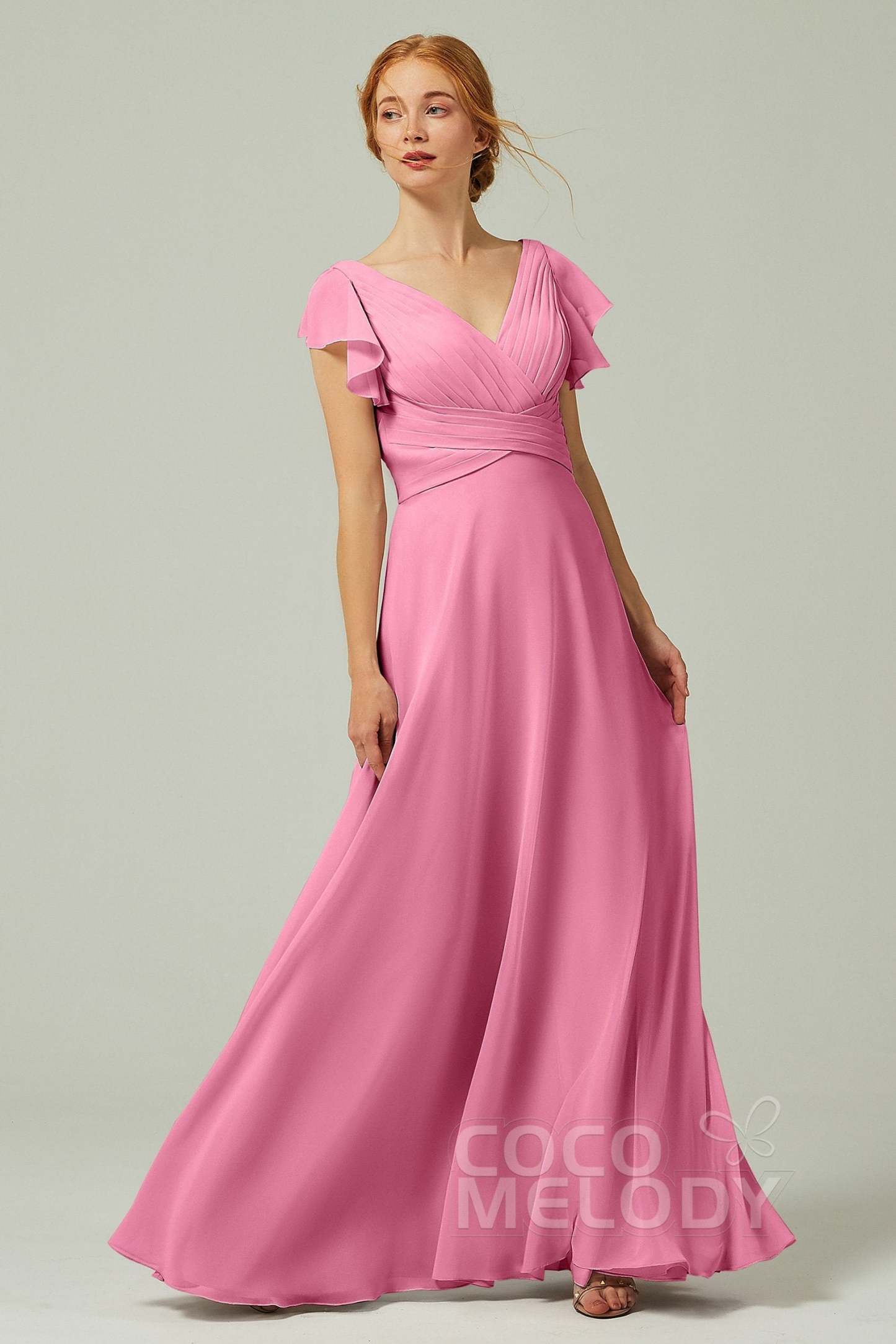 A-Line Floor Length Chiffon Bridesmaid Dress CB0302