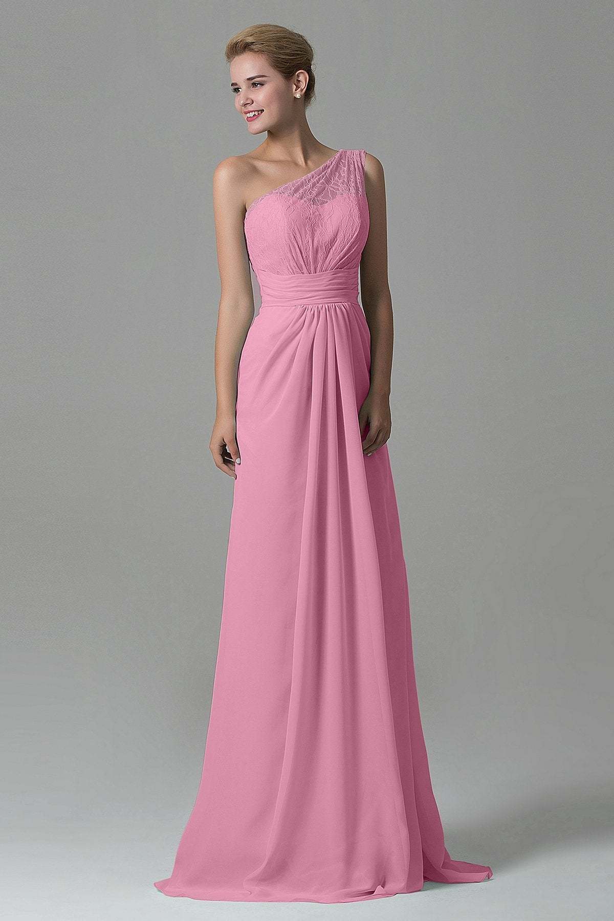 Sheath Sweep Train Lace/Chiffon Bridesmaid Dress COZK16004