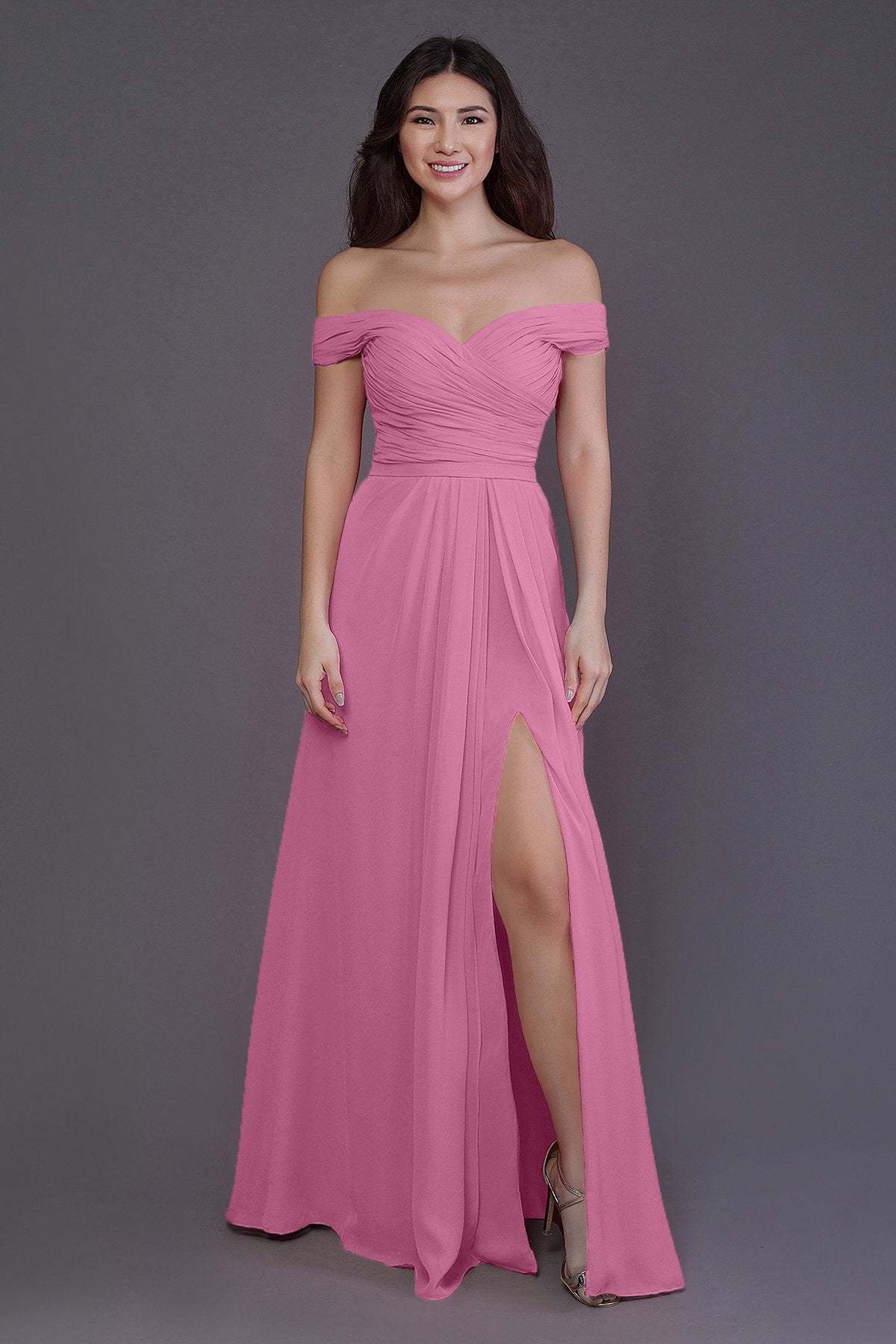 Sheath-Column Floor Length Chiffon Bridesmaid Dress PR3536
