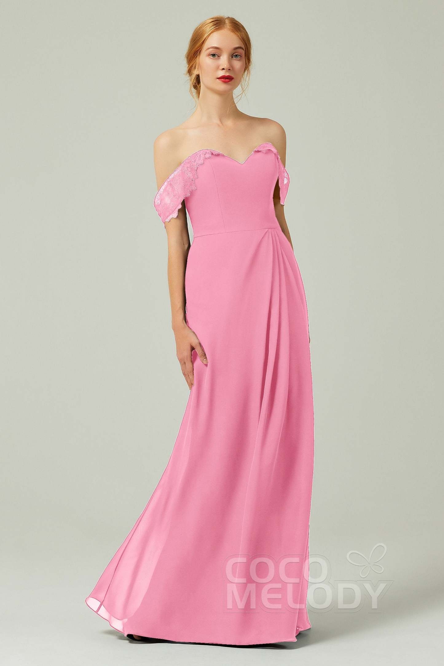 Sheath-Column Floor Length Chiffon Bridesmaid Dress Formal Dresses CB0338