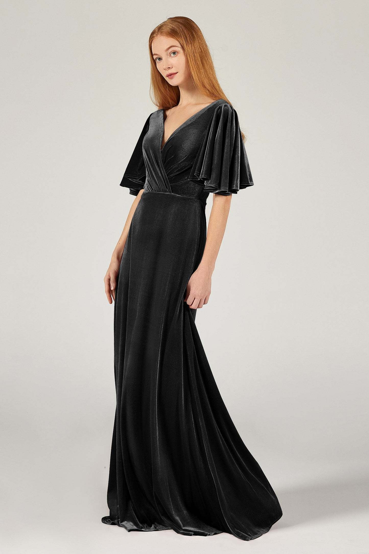A-Line Floor Length Velvet Bridesmaid Dress Formal Dresses CB0367