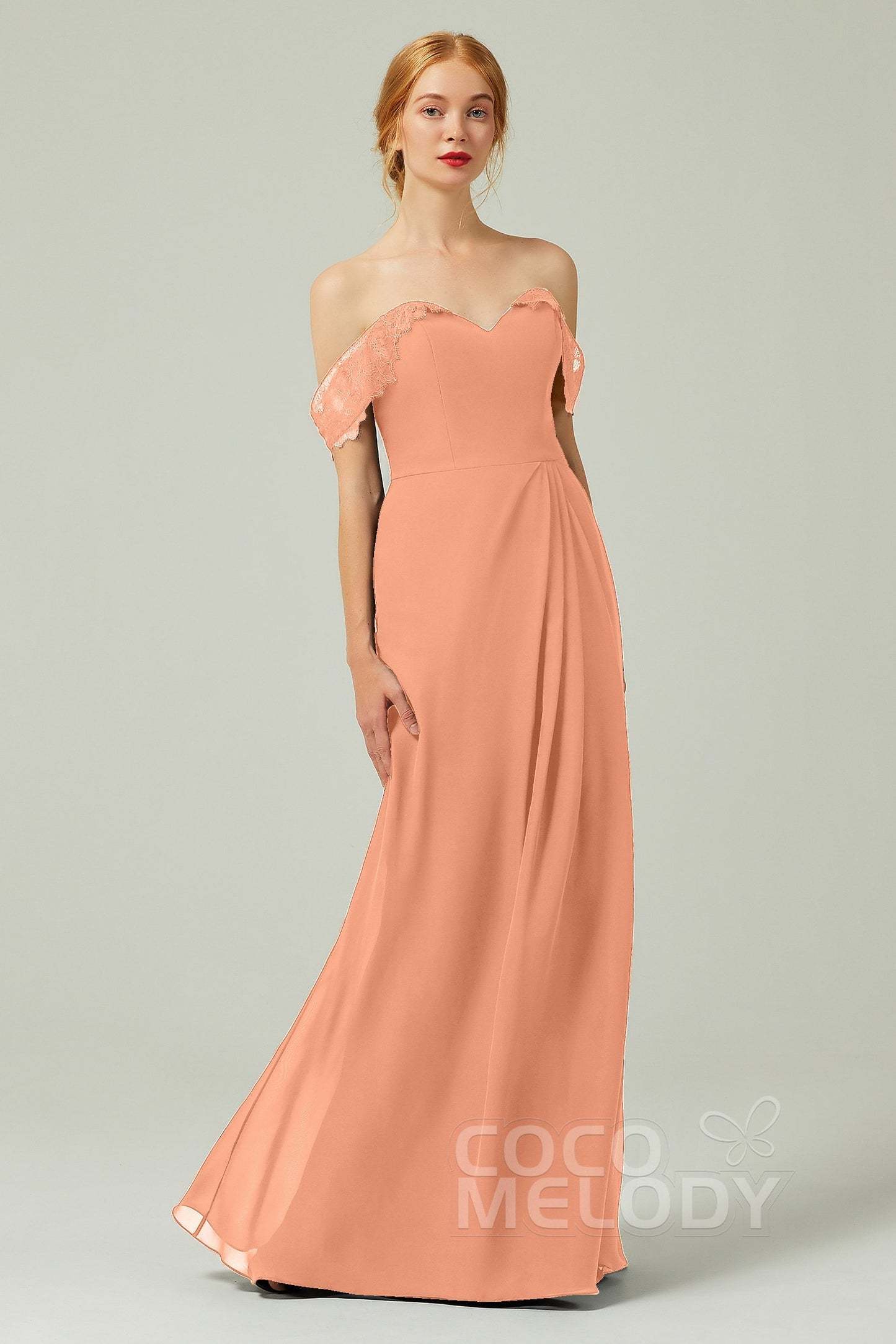 Sheath-Column Floor Length Chiffon Bridesmaid Dress Formal Dresses CB0338