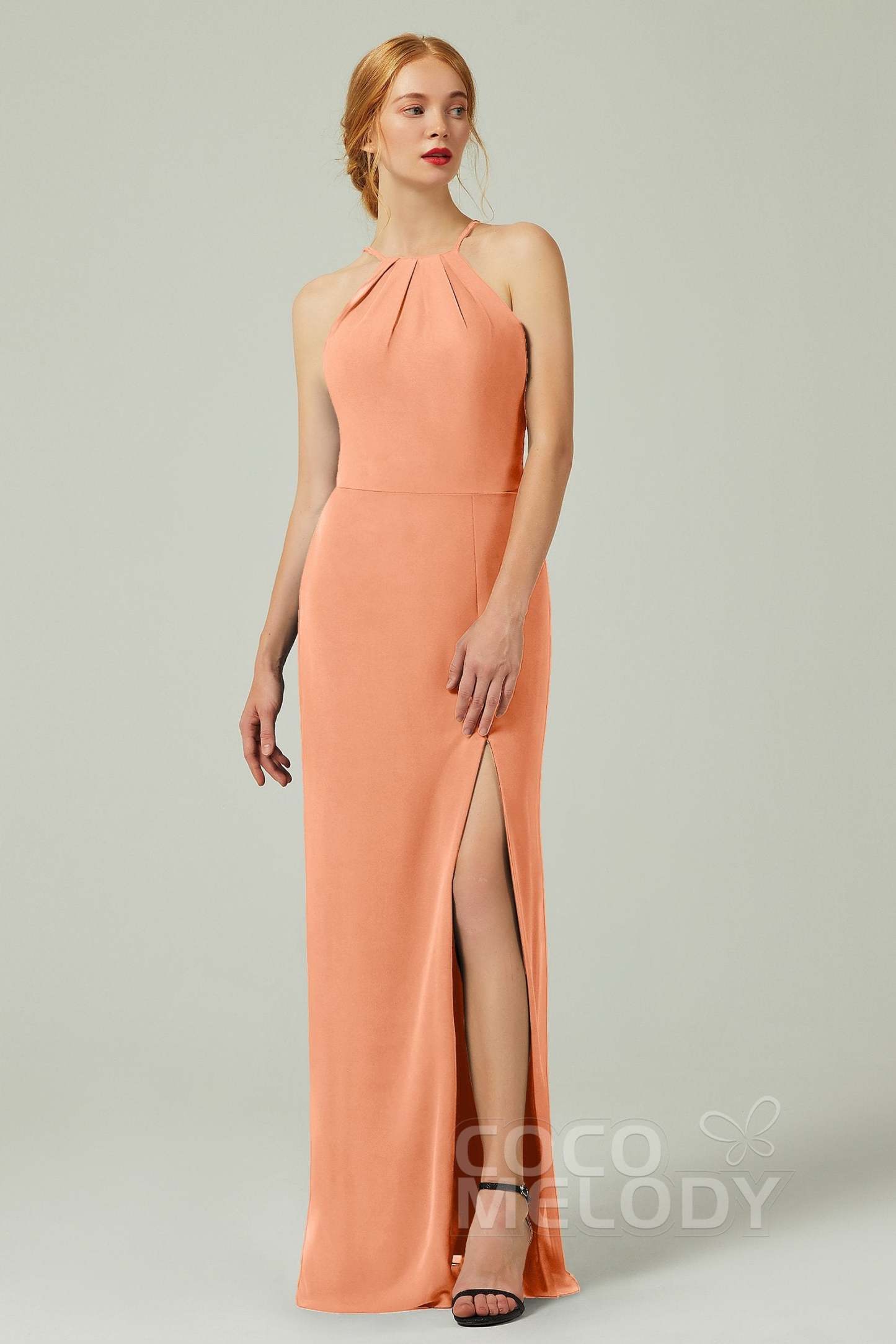 Sheath-Column Floor Length Chiffon Bridesmaid Dress Formal Dresses CB0337