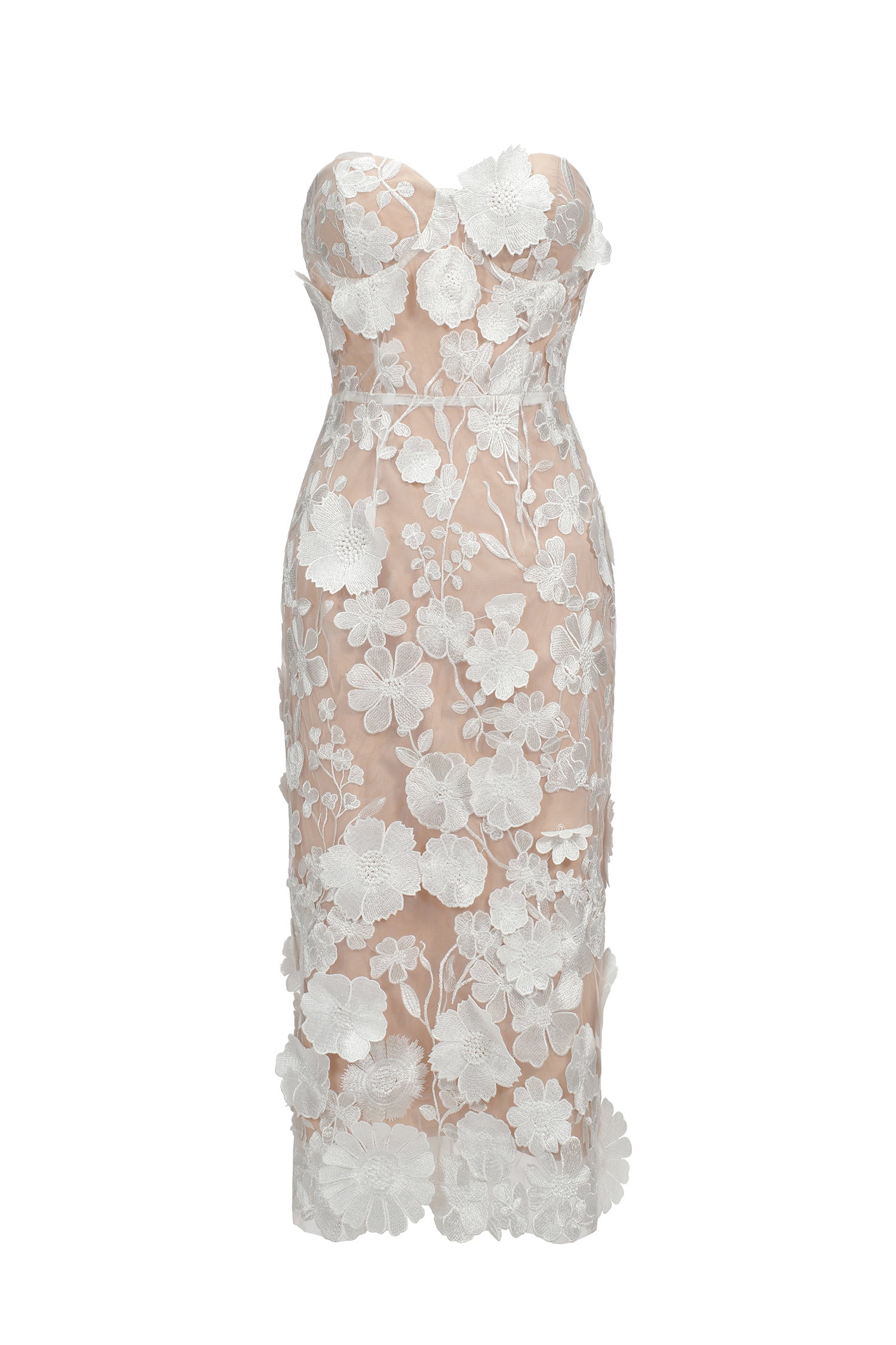 Oval Lace Tube Midi Dress