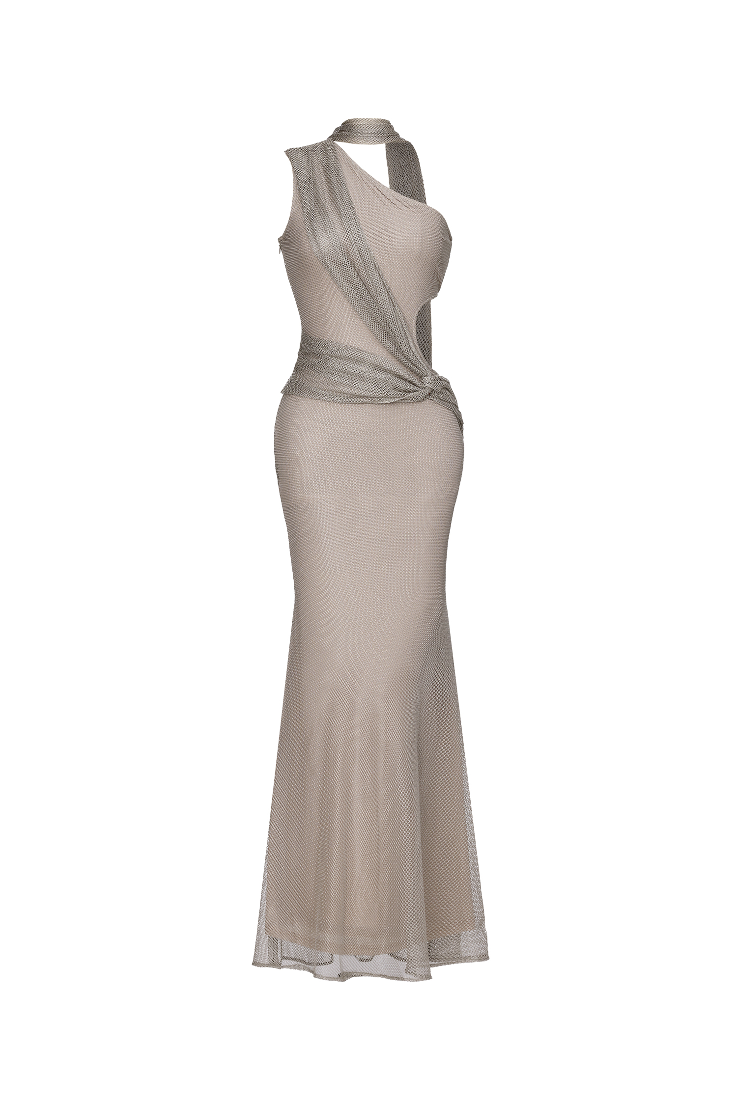 Uabeza Chic Contour One Shoulder Drape Cut Out Maxi Dress