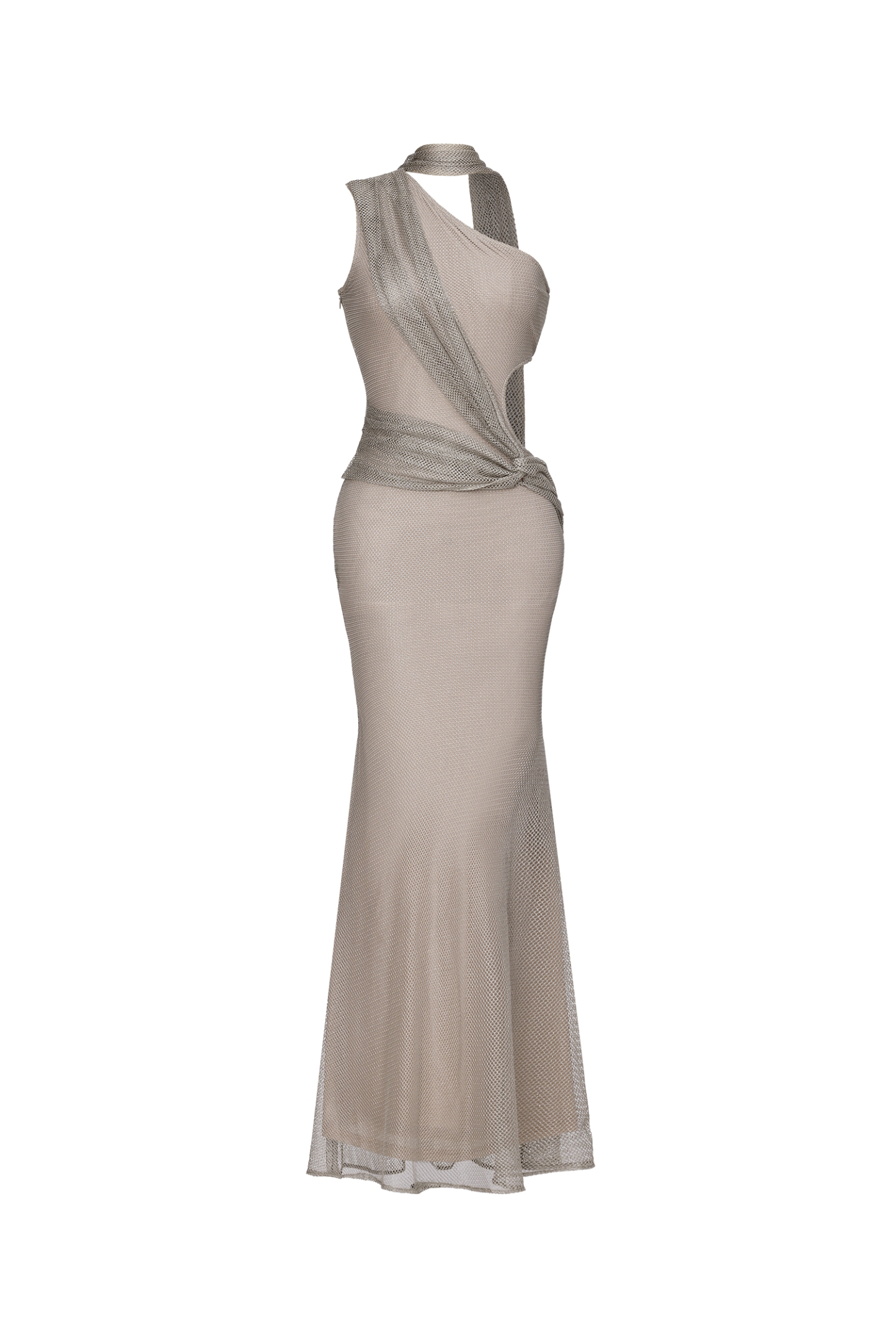 Uabeza Chic Contour One Shoulder Drape Cut Out Maxi Dress