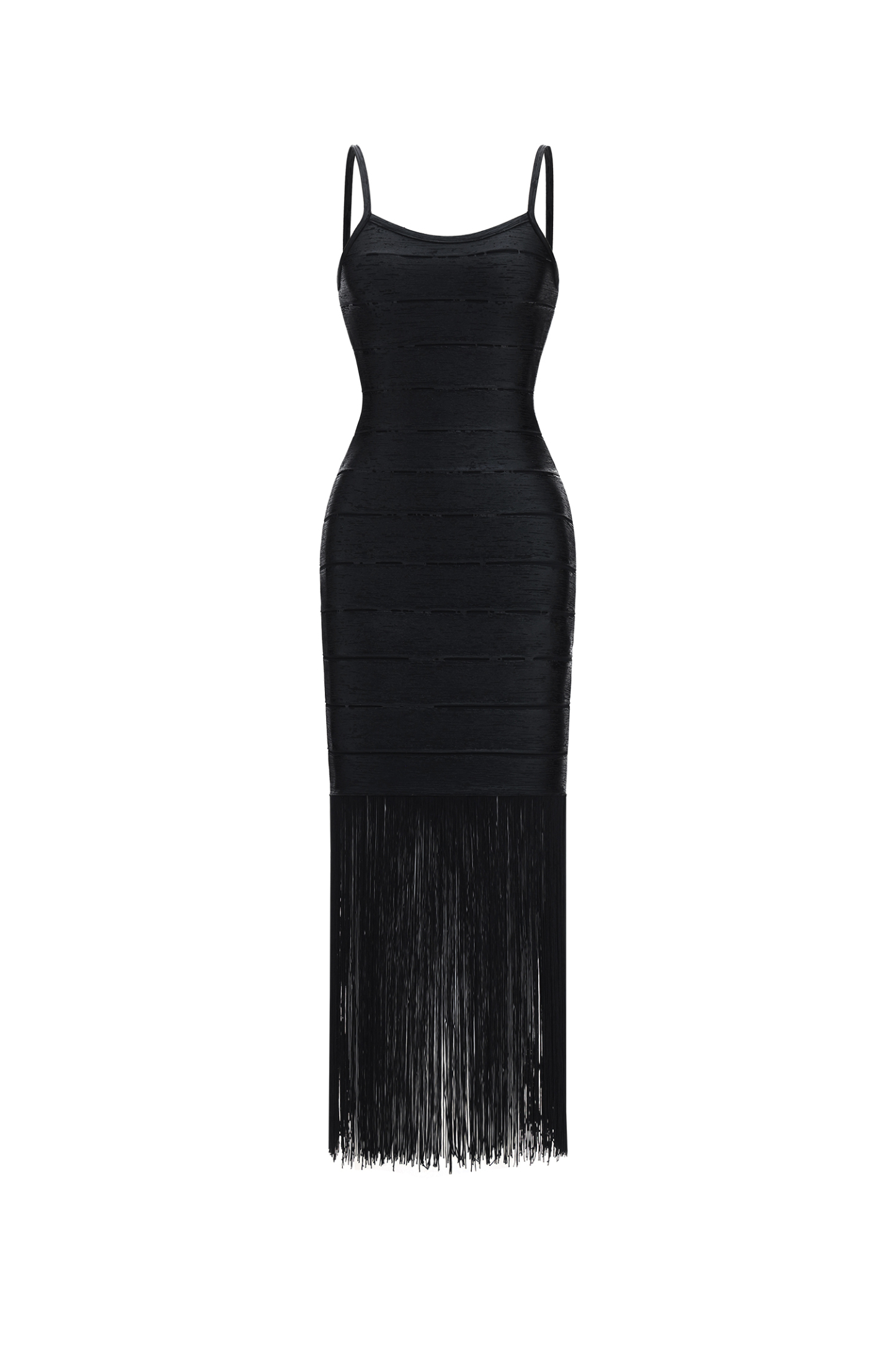 Demere Chic Contour Fringe Bandage Maxi Dress