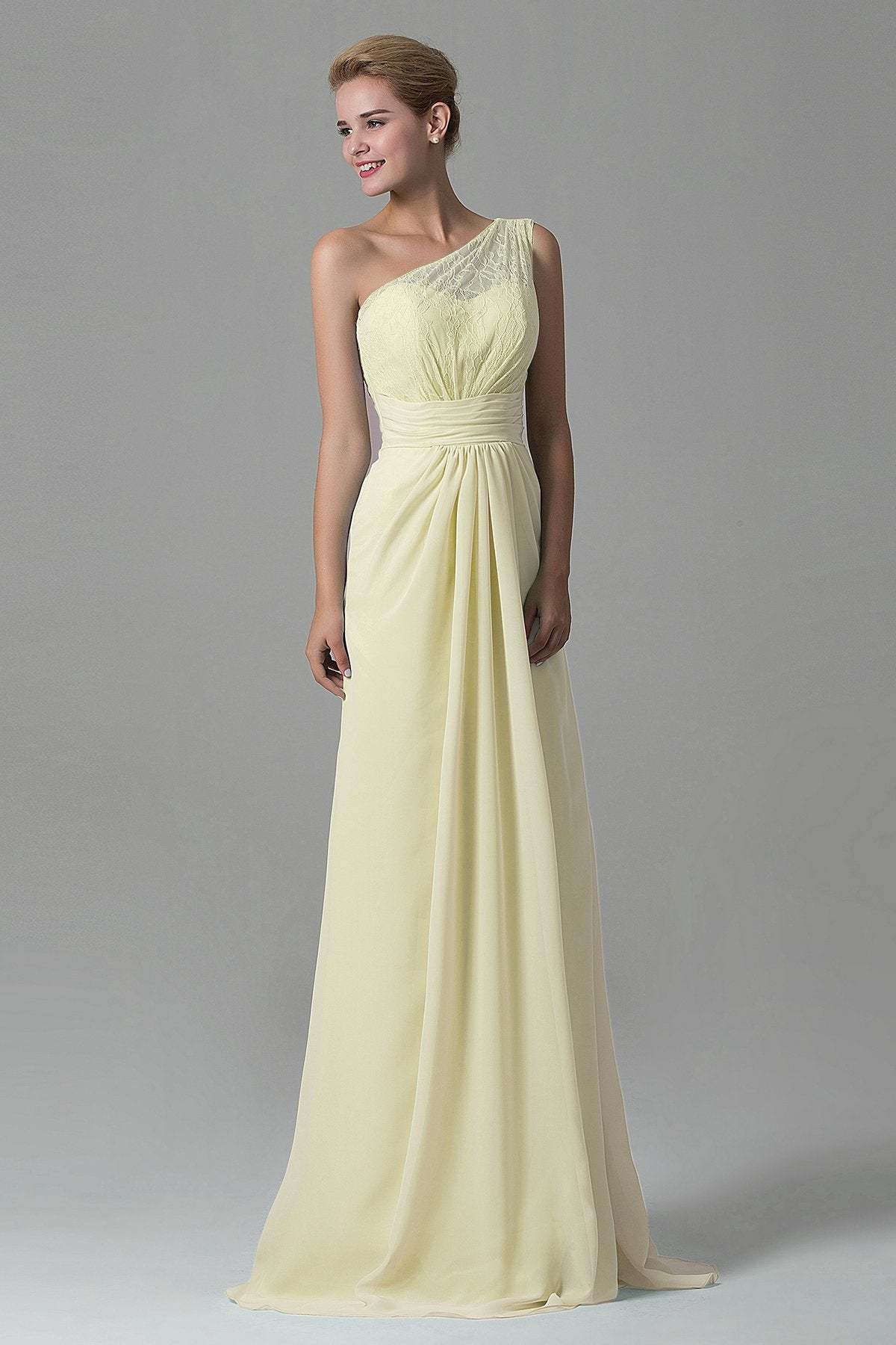 Sheath Sweep Train Lace/Chiffon Bridesmaid Dress COZK16004