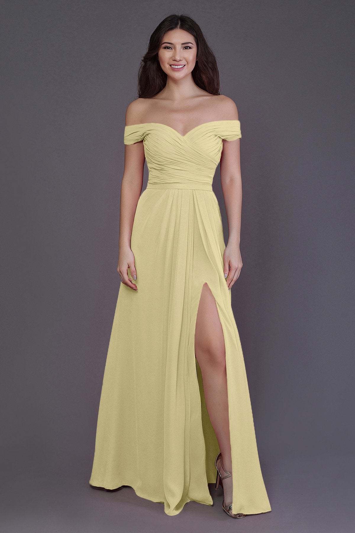 Sheath-Column Floor Length Chiffon Bridesmaid Dress PR3536