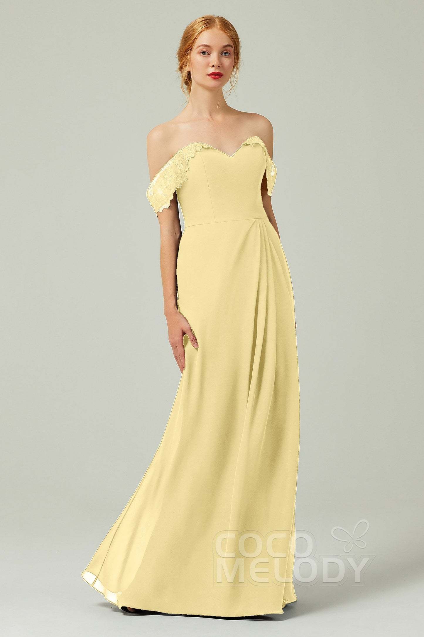 Sheath-Column Floor Length Chiffon Bridesmaid Dress Formal Dresses CB0338