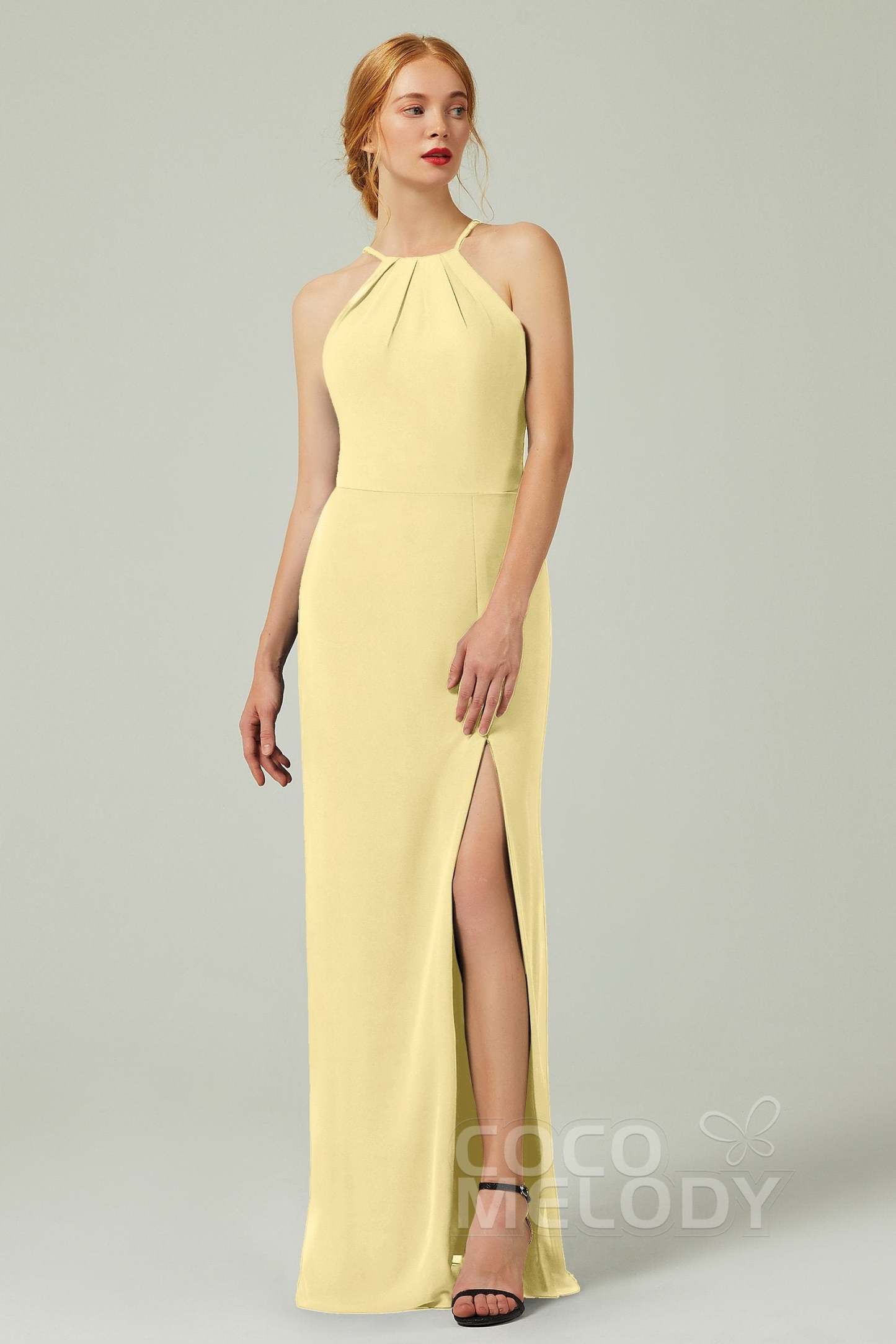 Sheath-Column Floor Length Chiffon Bridesmaid Dress Formal Dresses CB0337