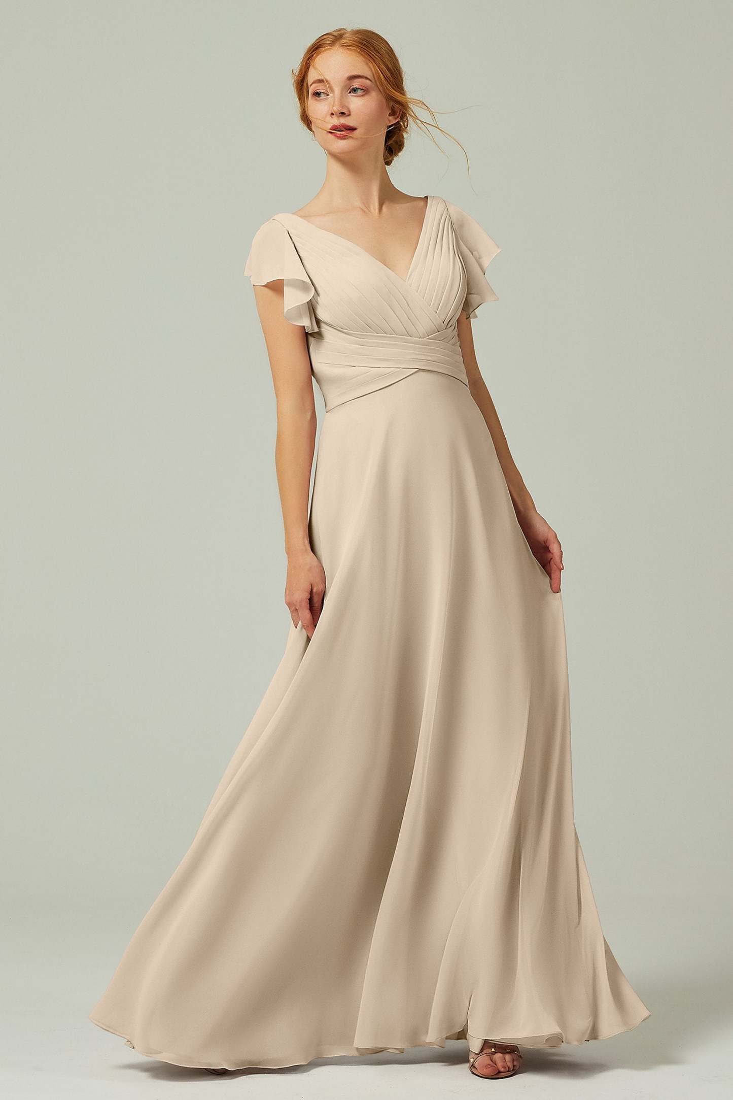 A-Line Floor Length Chiffon Bridesmaid Dress CB0302