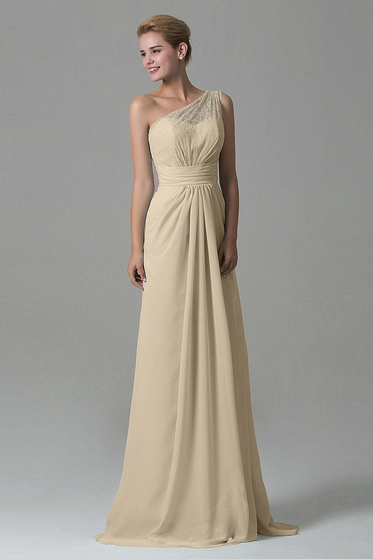 Sheath Sweep Train Lace/Chiffon Bridesmaid Dress COZK16004