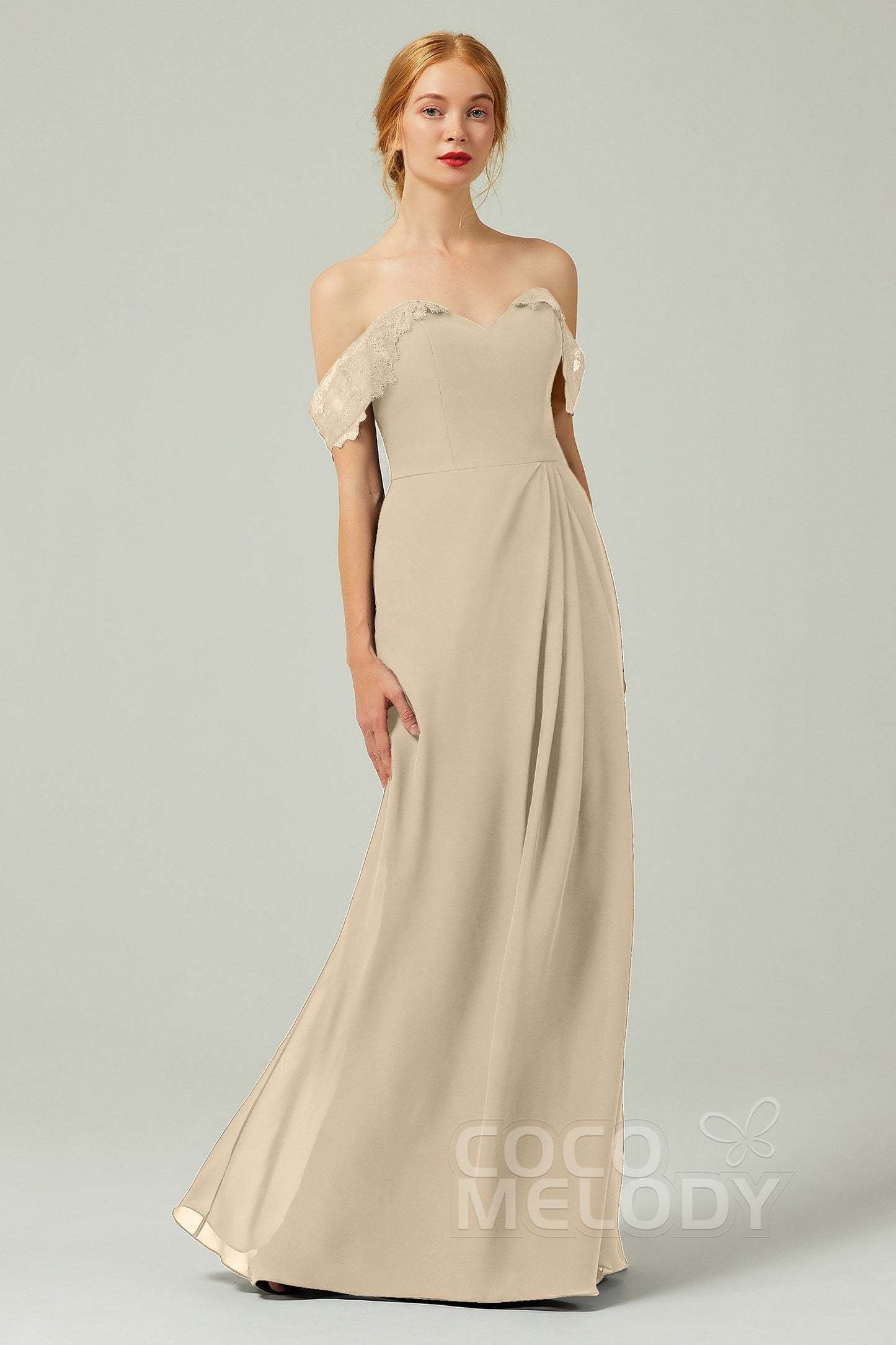 Sheath-Column Floor Length Chiffon Bridesmaid Dress Formal Dresses CB0338
