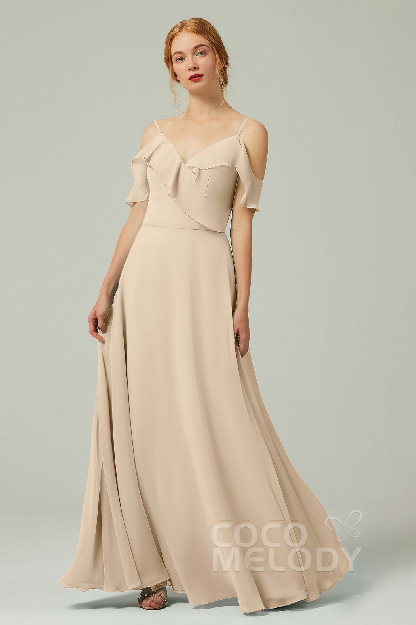 A-Line Floor Length Chiffon Bridesmaid Dress CB0326
