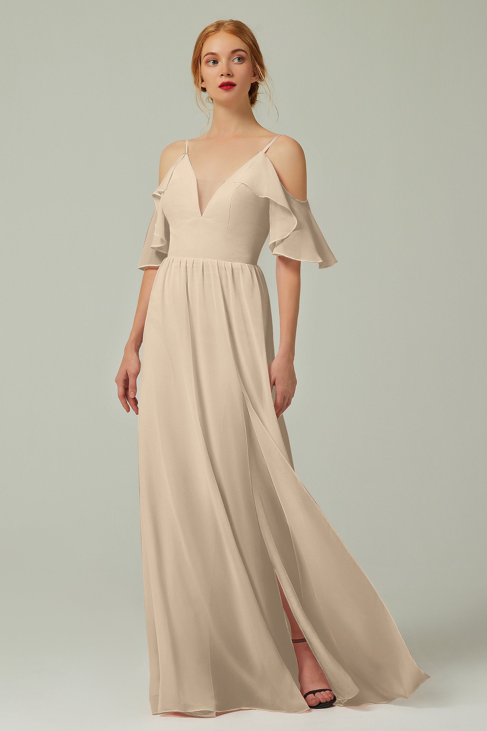 A-Line Floor Length Chiffon Bridesmaid Dress CB0236