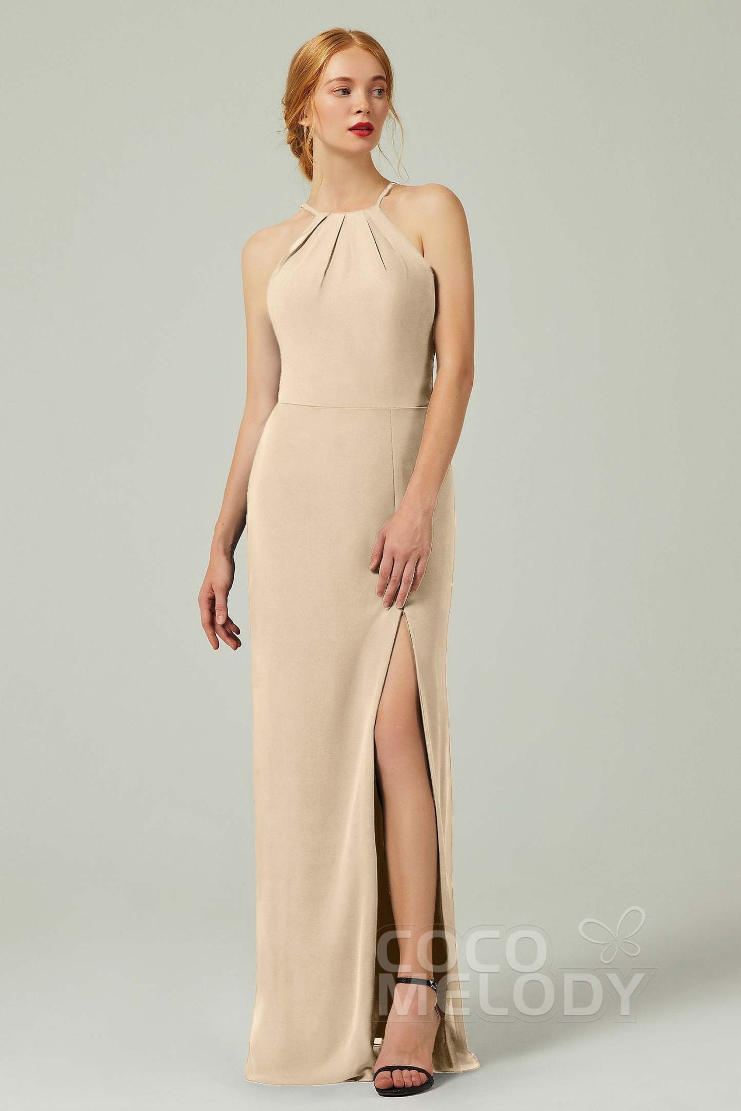 Sheath-Column Floor Length Chiffon Bridesmaid Dress Formal Dresses CB0337