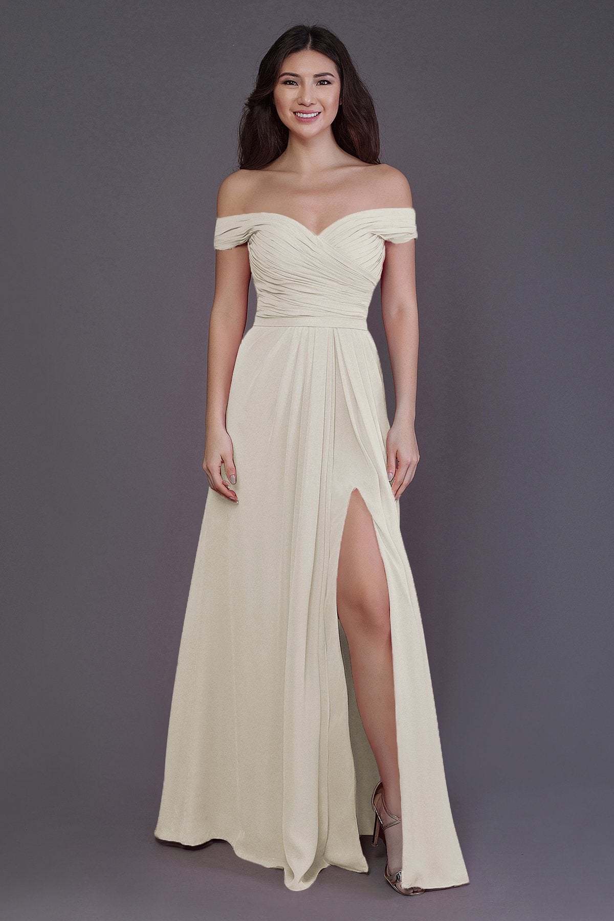 Sheath-Column Floor Length Chiffon Bridesmaid Dress PR3536