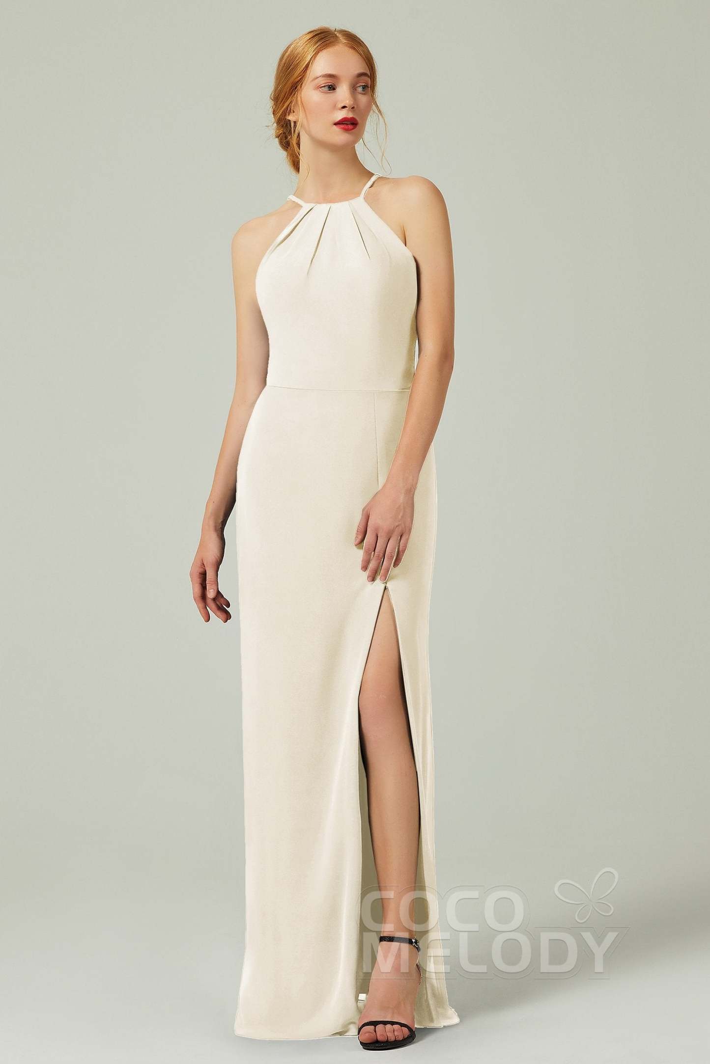 Sheath-Column Floor Length Chiffon Bridesmaid Dress Formal Dresses CB0337