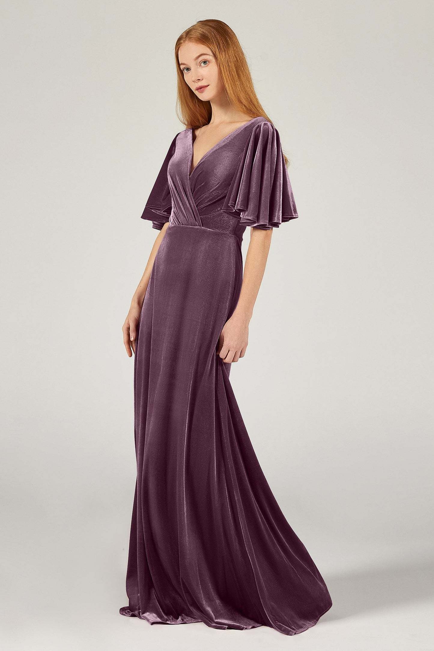A-Line Floor Length Velvet Bridesmaid Dress Formal Dresses CB0367