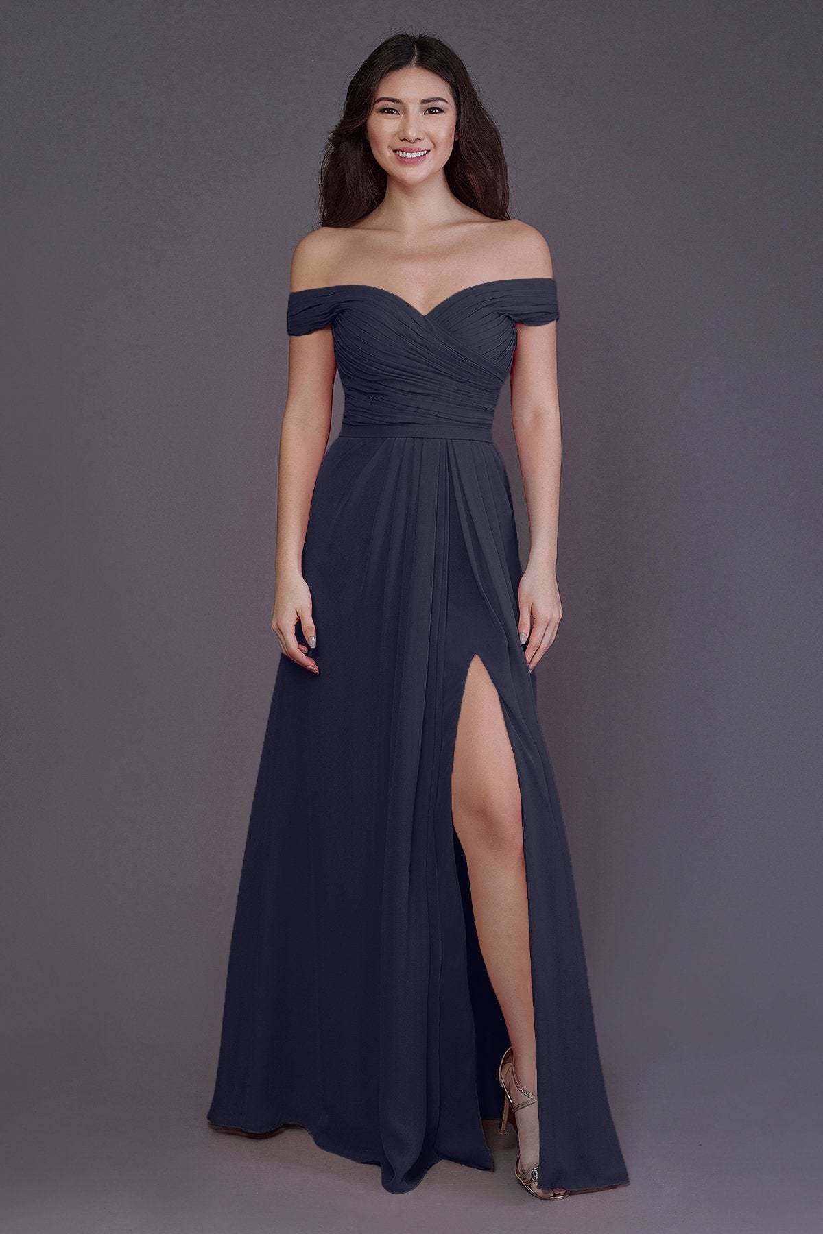 Sheath-Column Floor Length Chiffon Bridesmaid Dress PR3536