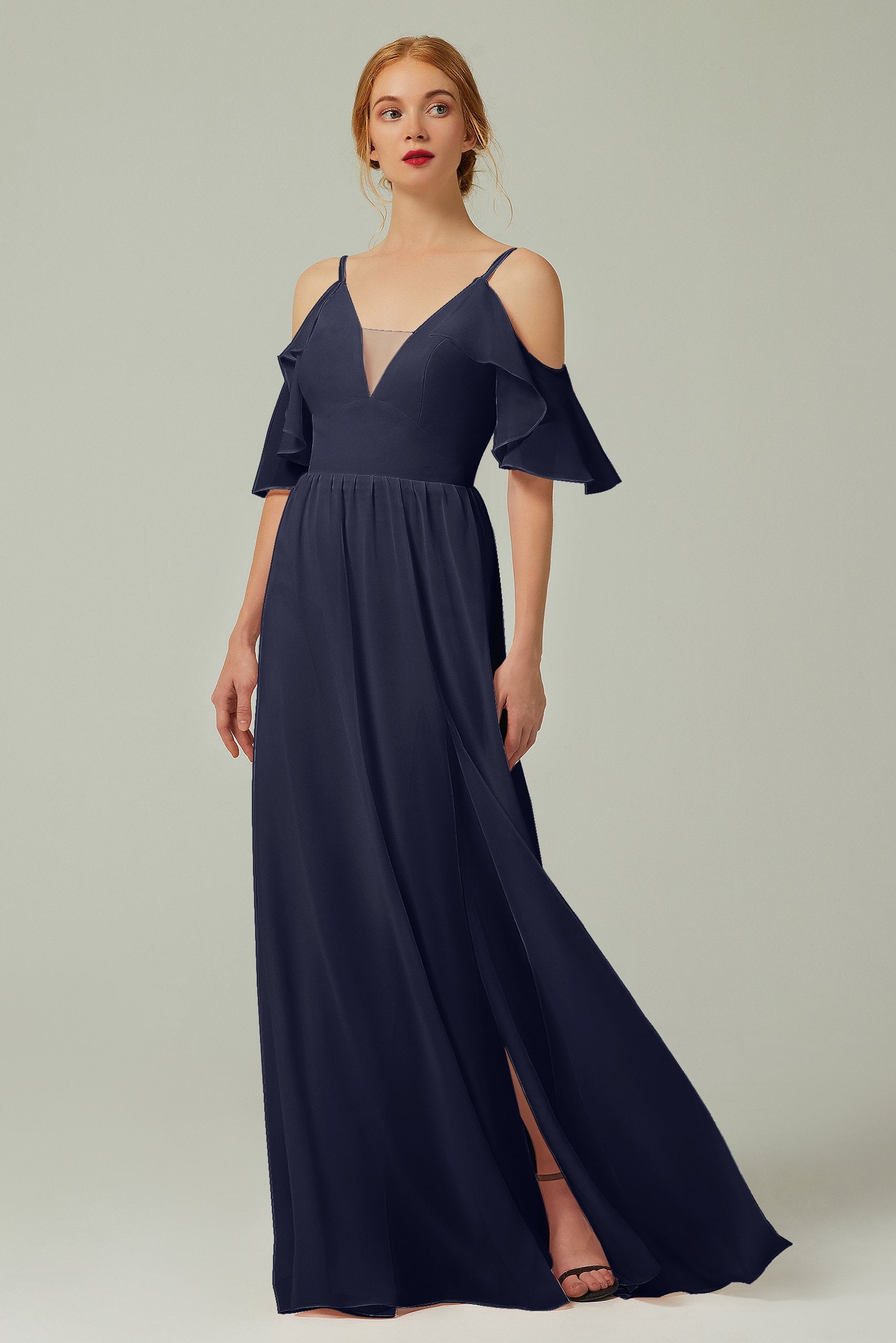 A-Line Floor Length Chiffon Bridesmaid Dress CB0236
