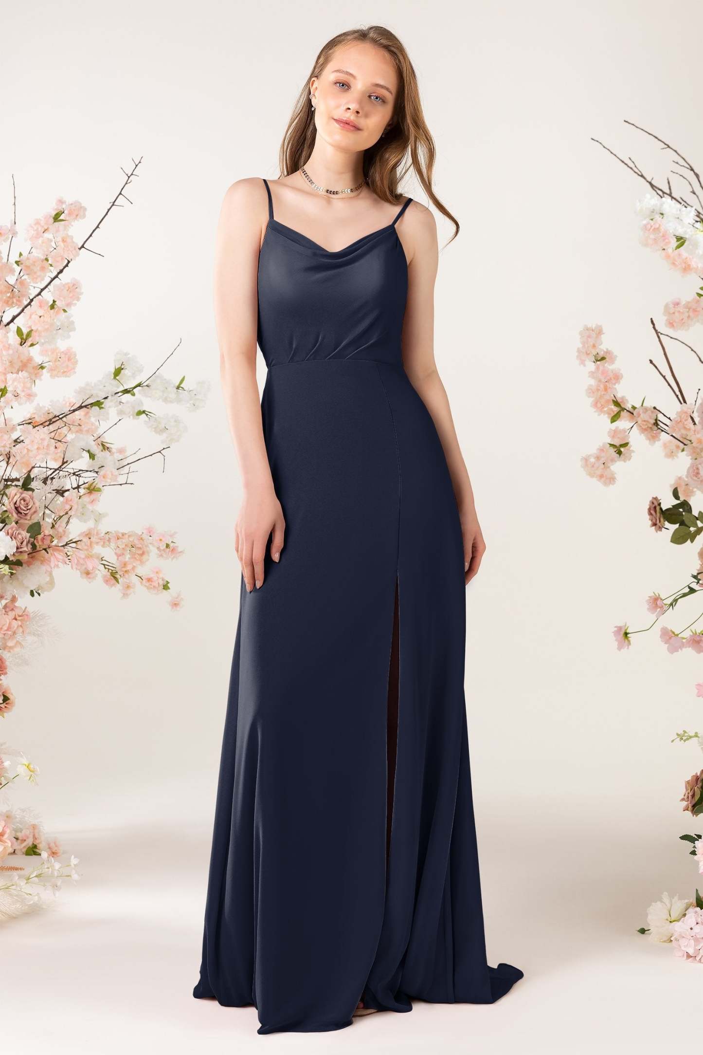 Sheath Sweep-Brush Train Chiffon Bridesmaid Dress CB0457