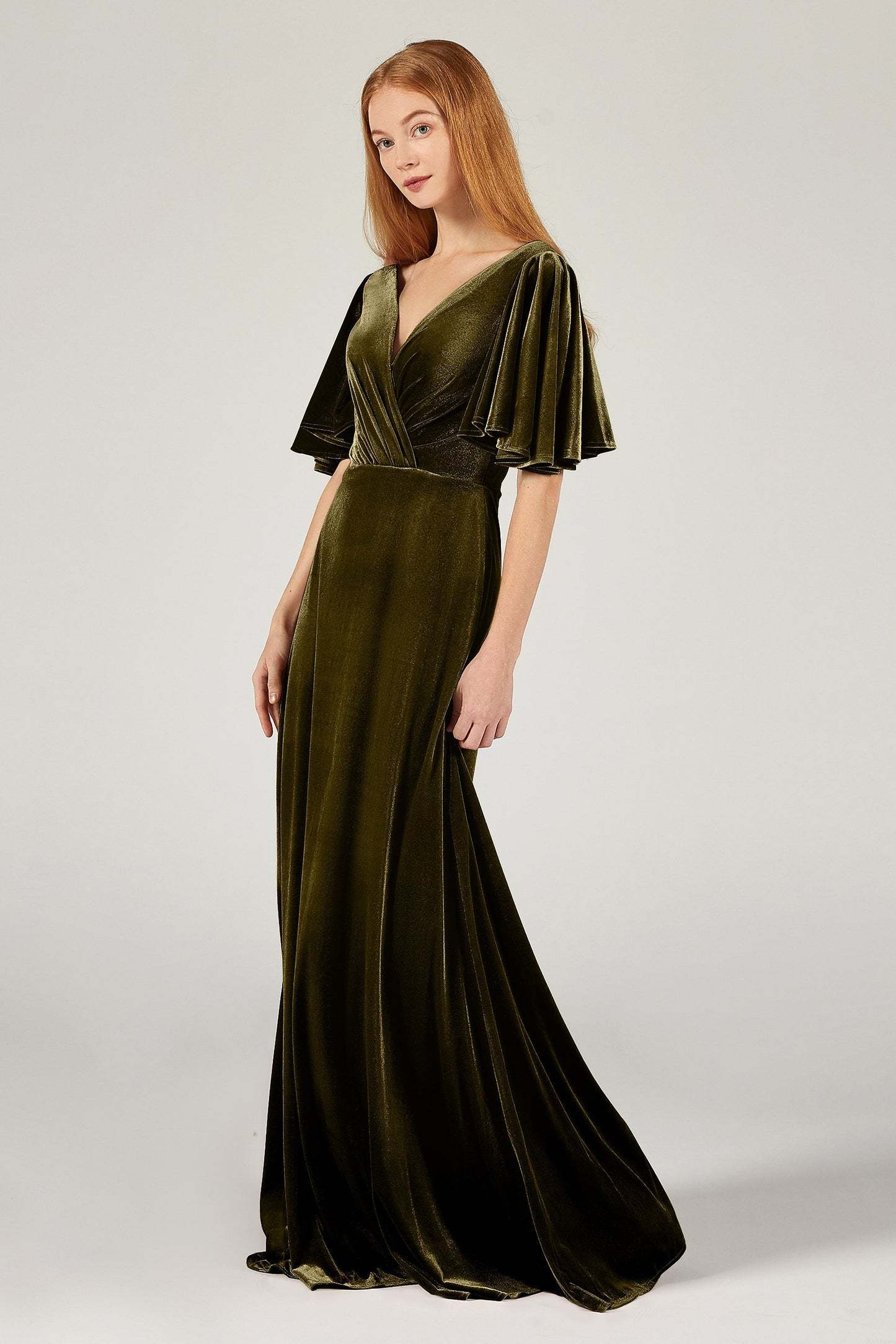 A-Line Floor Length Velvet Bridesmaid Dress Formal Dresses CB0367