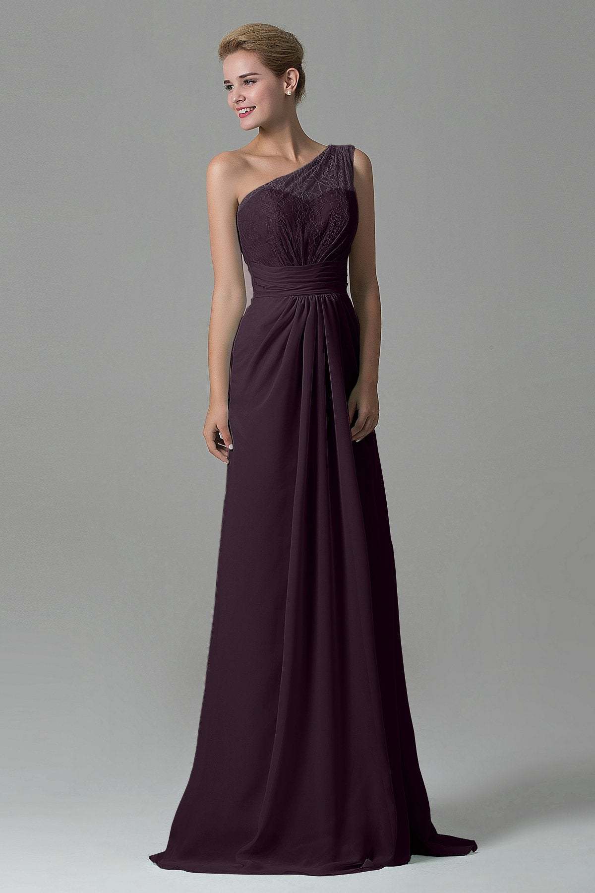 Sheath Sweep Train Lace/Chiffon Bridesmaid Dress COZK16004