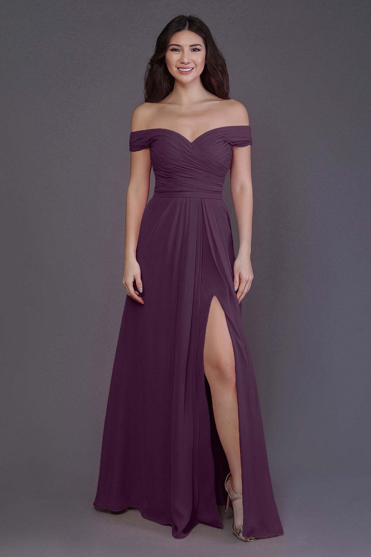 Sheath-Column Floor Length Chiffon Bridesmaid Dress PR3536