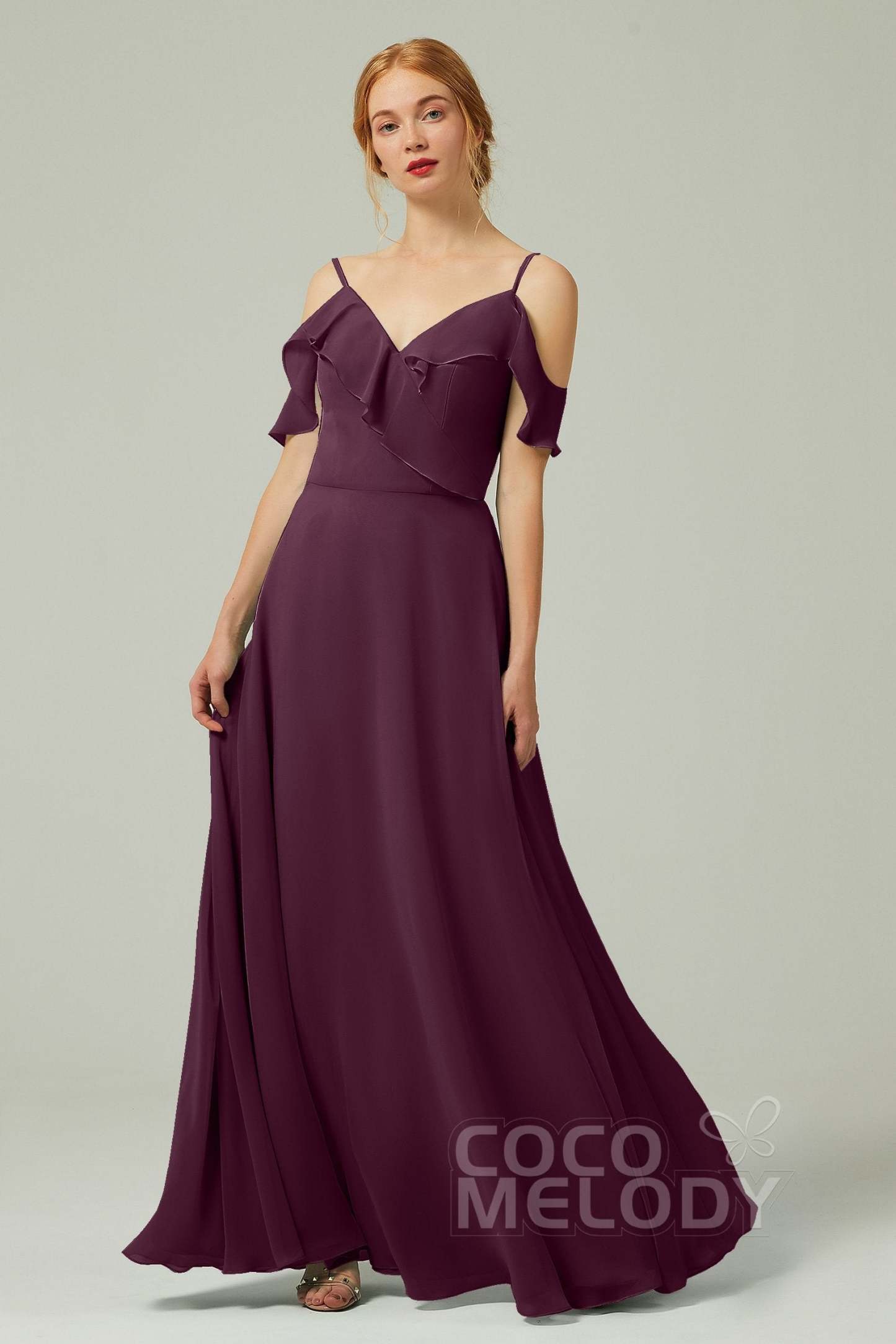 A-Line Floor Length Chiffon Bridesmaid Dress CB0326