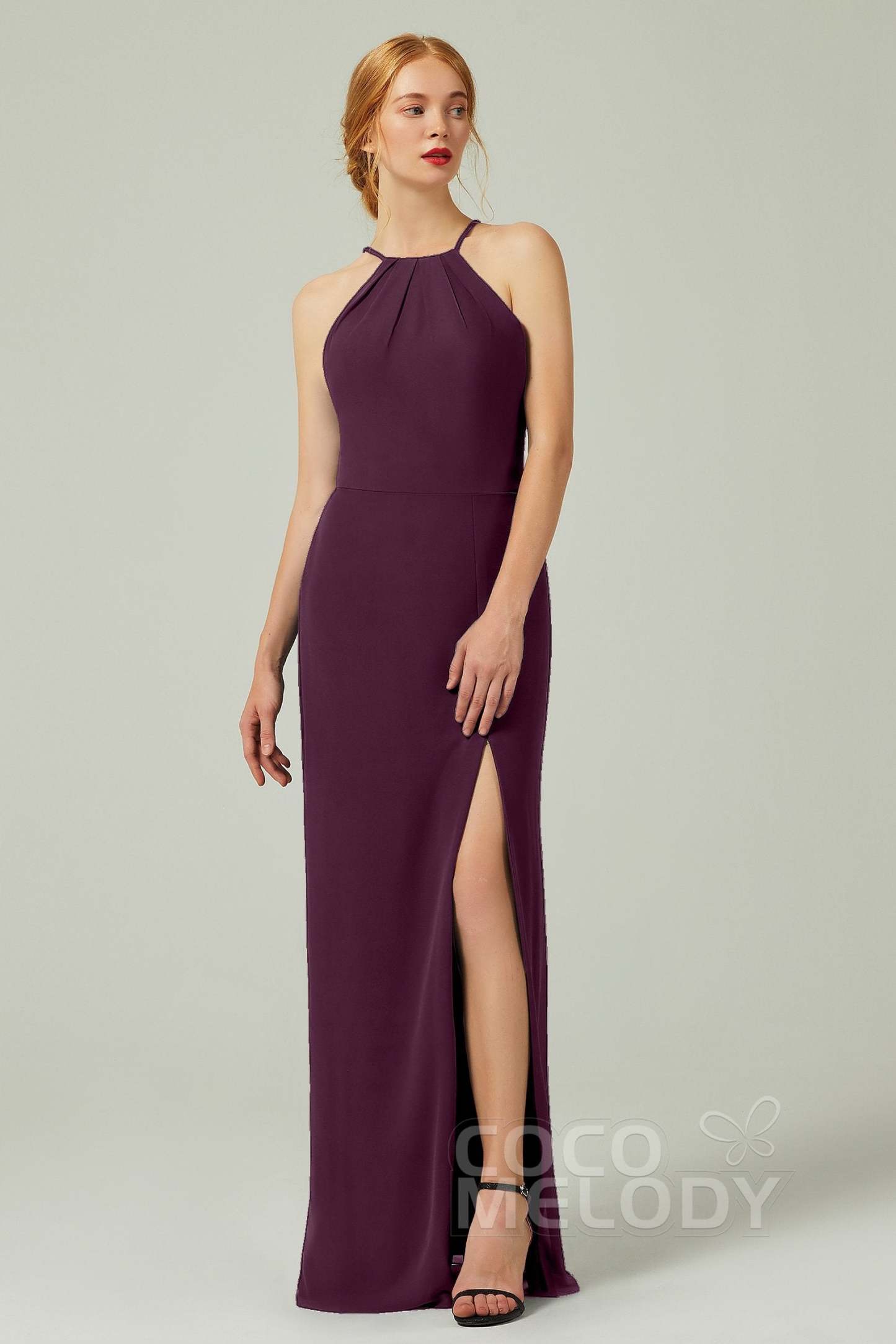 Sheath-Column Floor Length Chiffon Bridesmaid Dress Formal Dresses CB0337