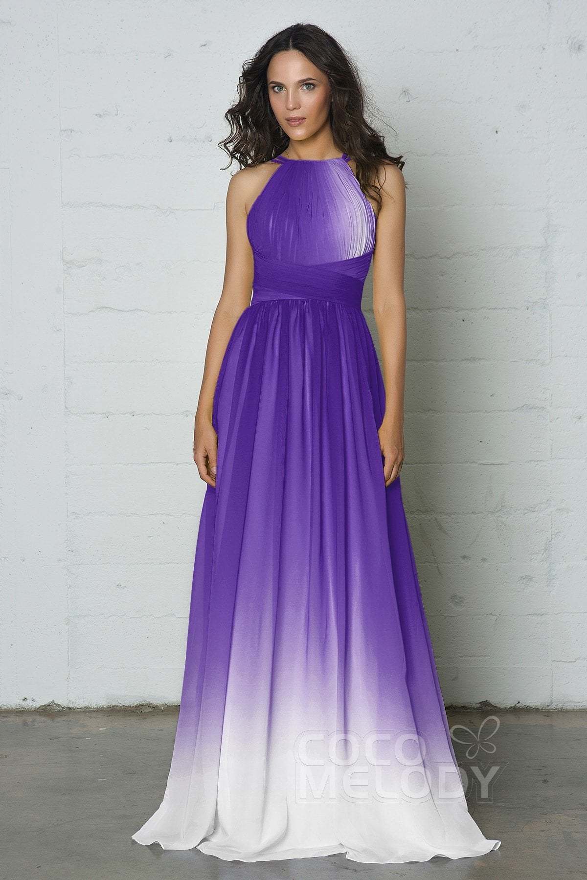 Sheath-Column Floor Length Chiffon Ombre Dress COZF17008