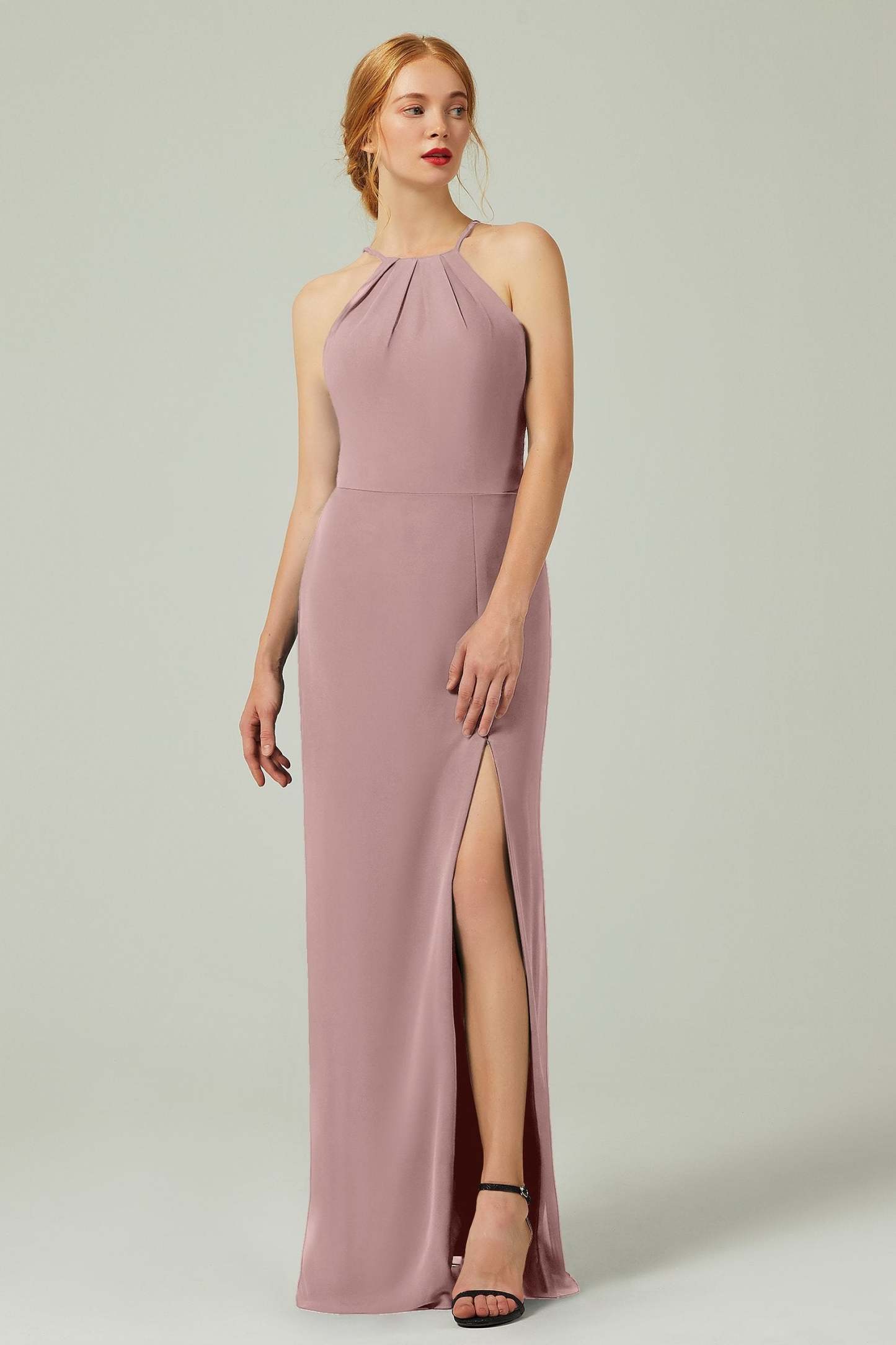 Sheath-Column Floor Length Chiffon Bridesmaid Dress Formal Dresses CB0337