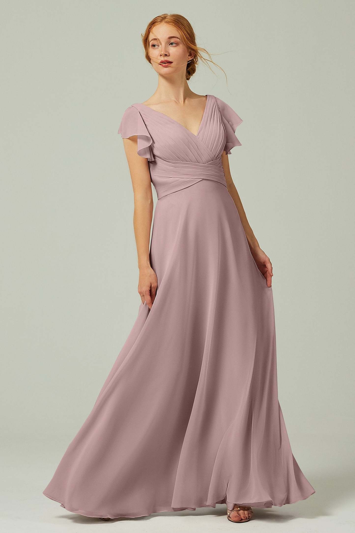 A-Line Floor Length Chiffon Bridesmaid Dress CB0302