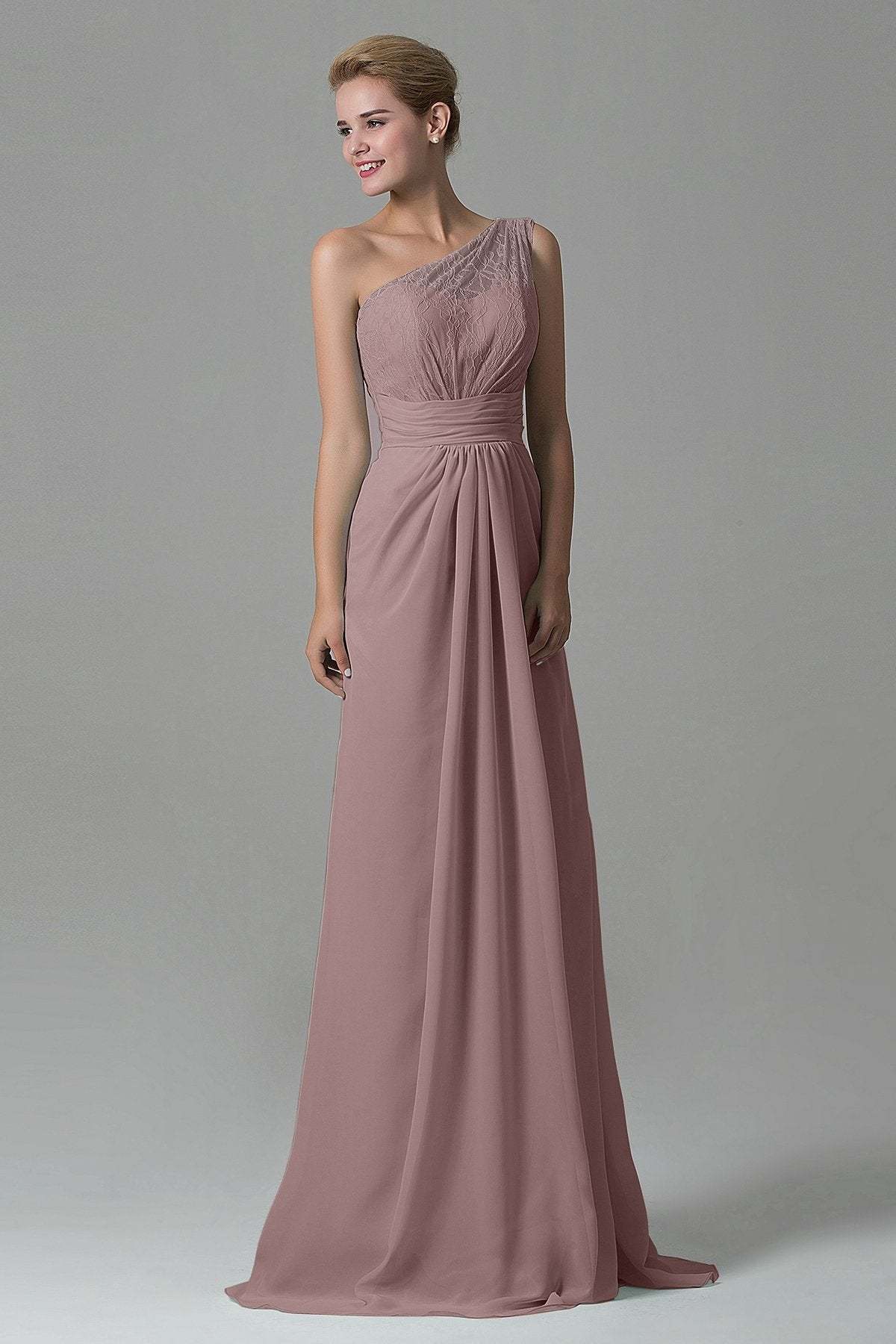 Sheath Sweep Train Lace/Chiffon Bridesmaid Dress COZK16004