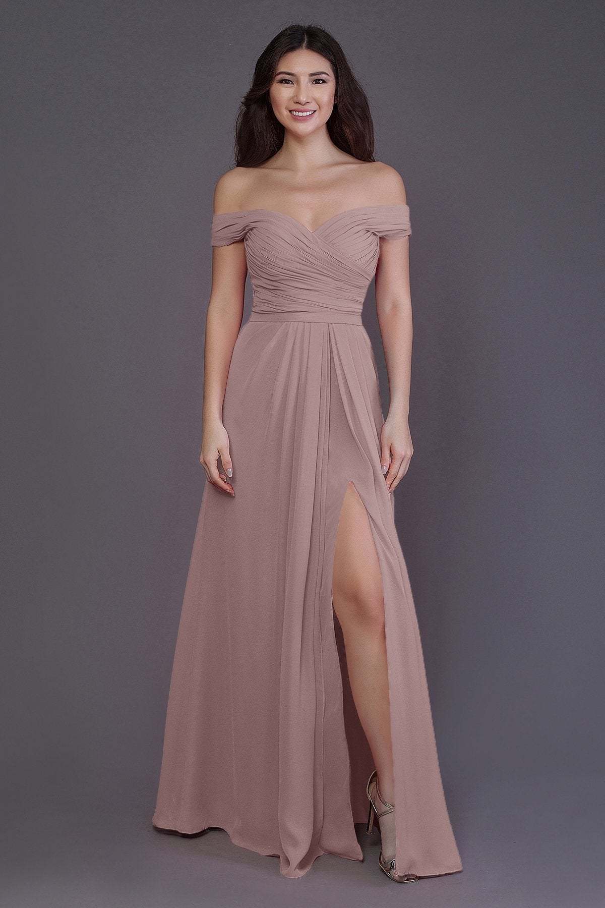 Sheath-Column Floor Length Chiffon Bridesmaid Dress PR3536