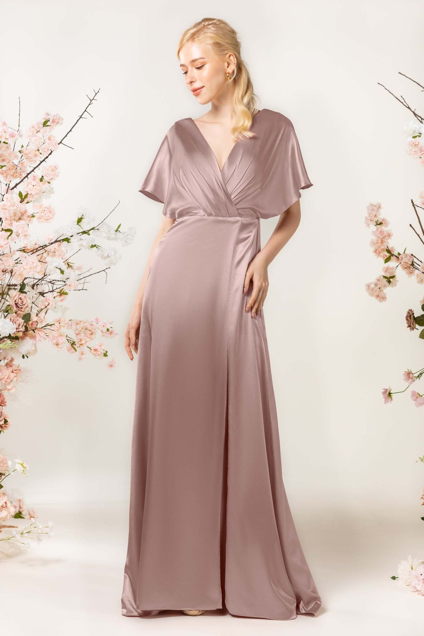 Sheath Sweep Acetate Satin Bridesmaid Dress Formal Dresses CB0505