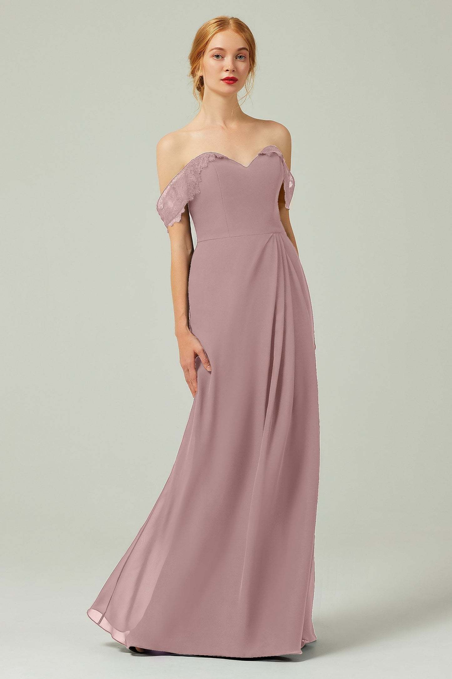 Sheath-Column Floor Length Chiffon Bridesmaid Dress Formal Dresses CB0338