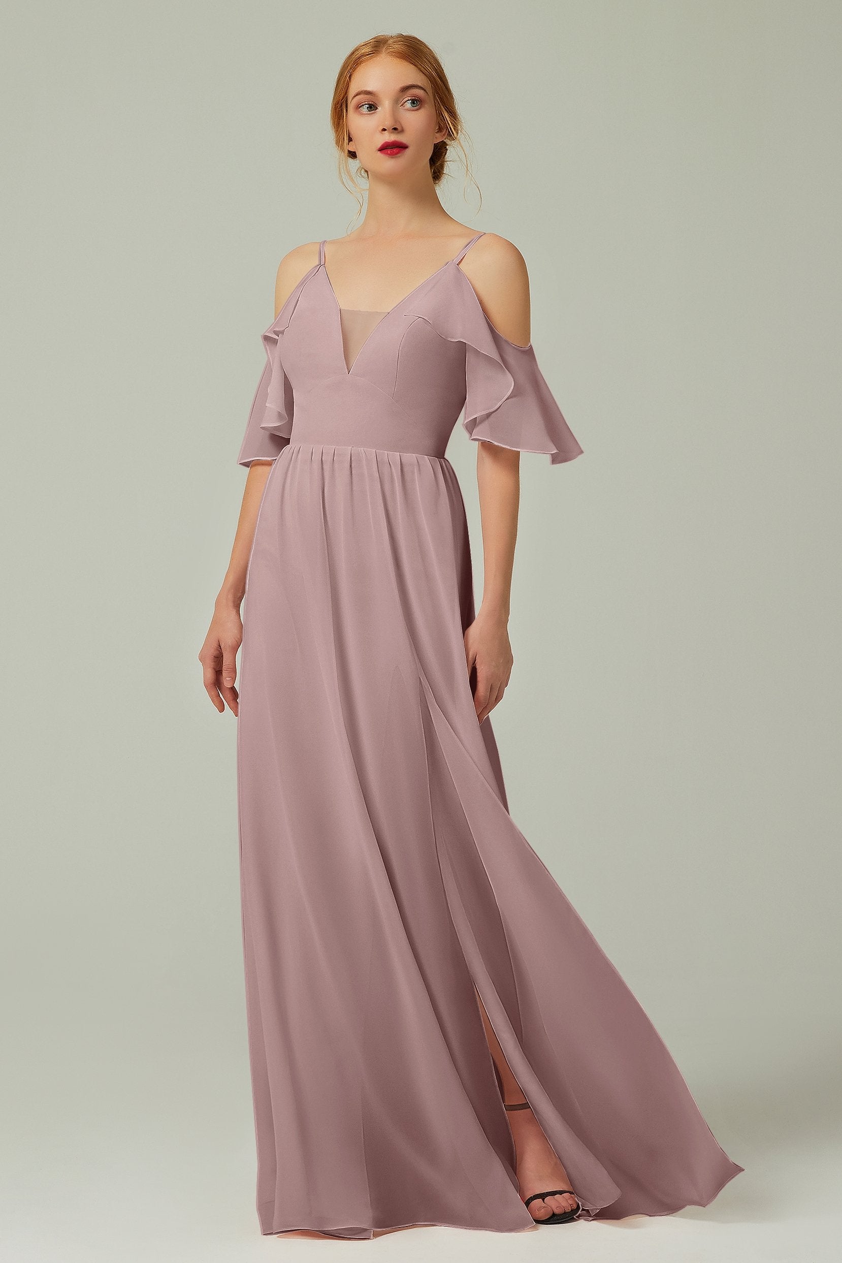 A-Line Floor Length Chiffon Bridesmaid Dress CB0236