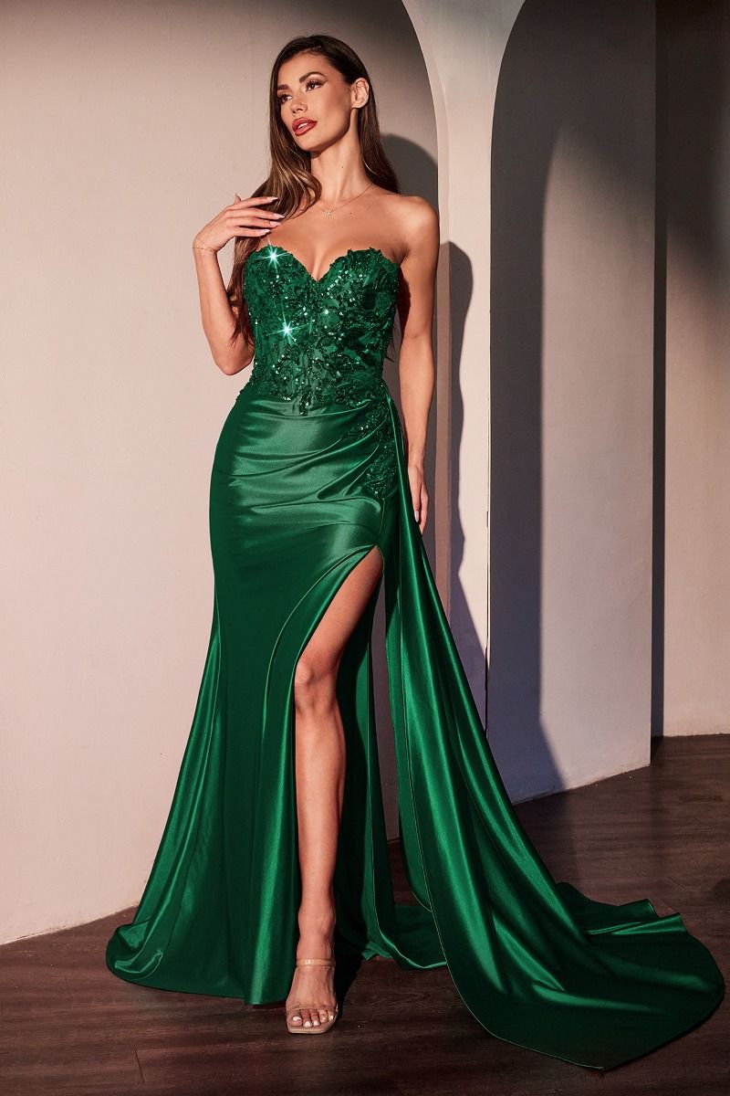 Strapless Sweetheart Fitted Satin Prom Dress