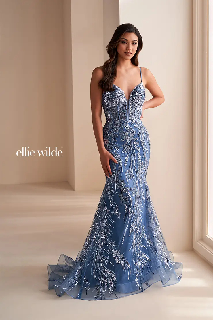 Mermaid Sweetheart Shimmering Glitter Tulle Sequin Prom Dress #EW35039
