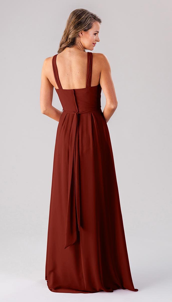 Uniquely A-Line Criss-Cross Halter Neckline Bridesmaid Dress With Pockets