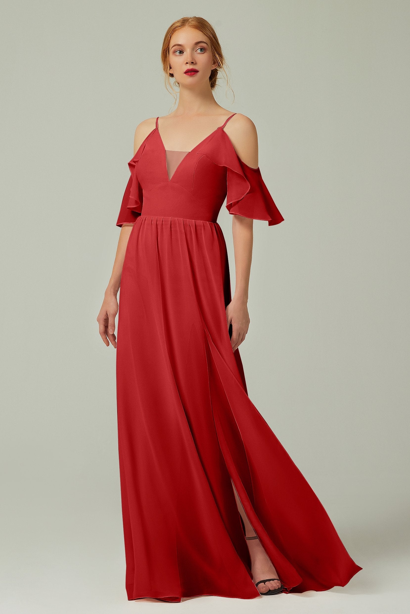 Sheath-Column Sweep-Brush Chiffon Bridesmaid Dress Formal Dresses CB03