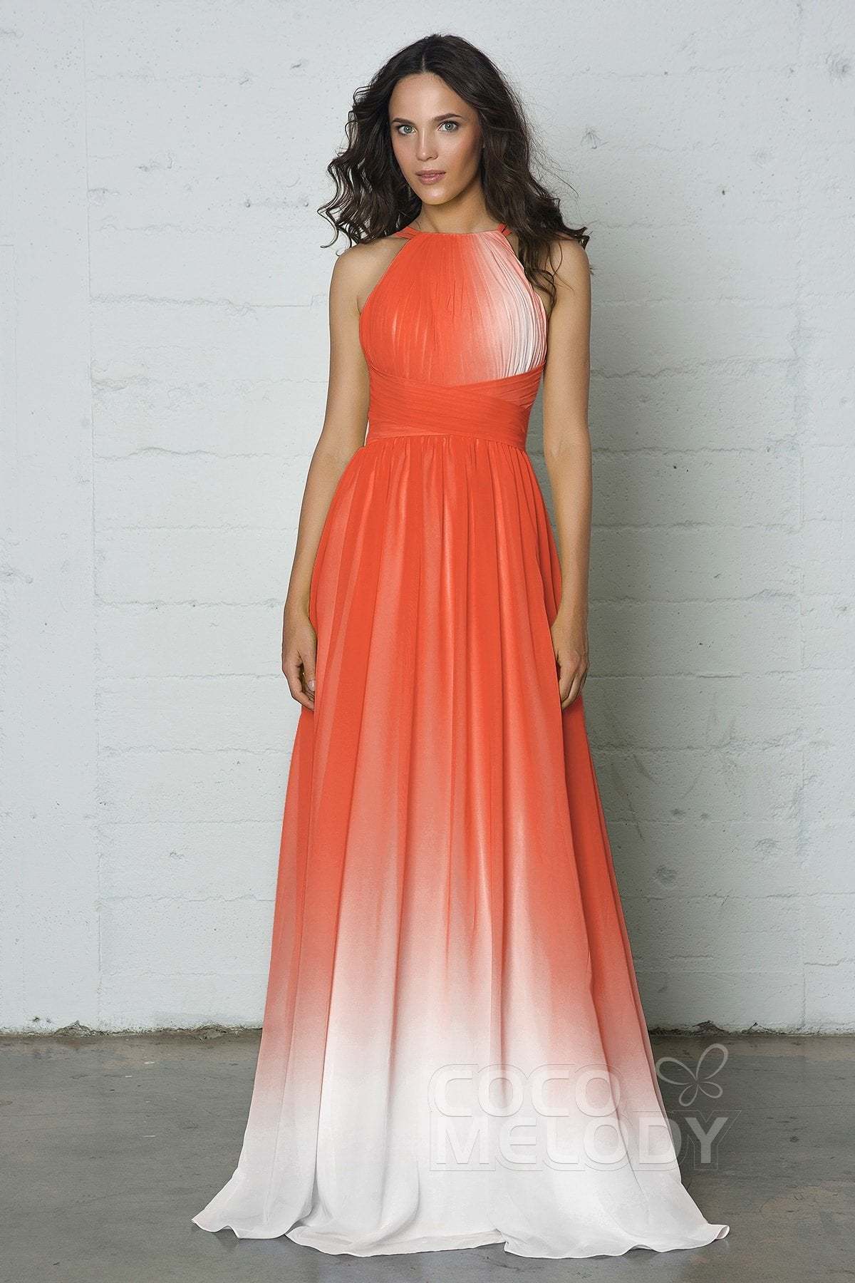 Sheath-Column Floor Length Chiffon Bridesmaid Dress Formal Dresses CB0